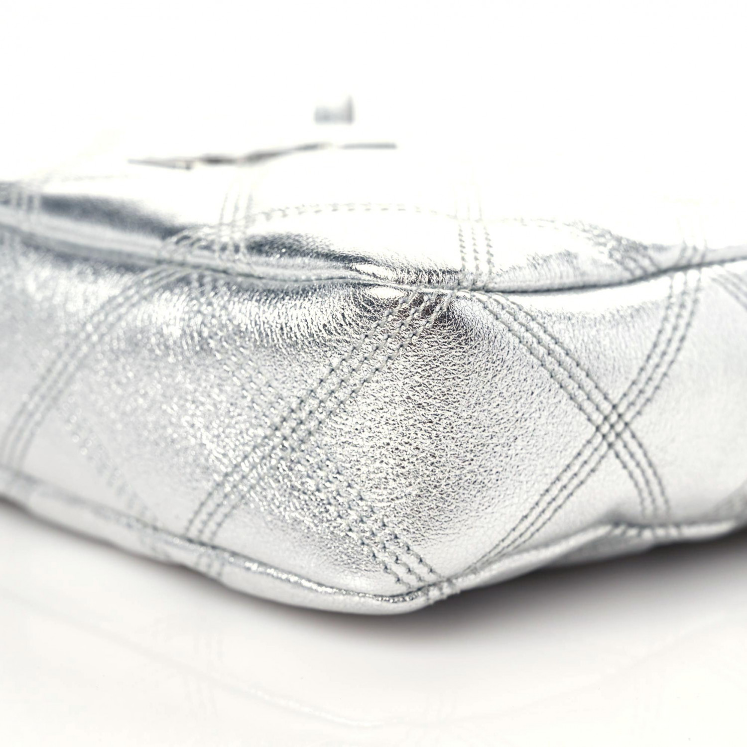 SAINT LAURENT Metallic Lambskin Quilted Mini Becky Double