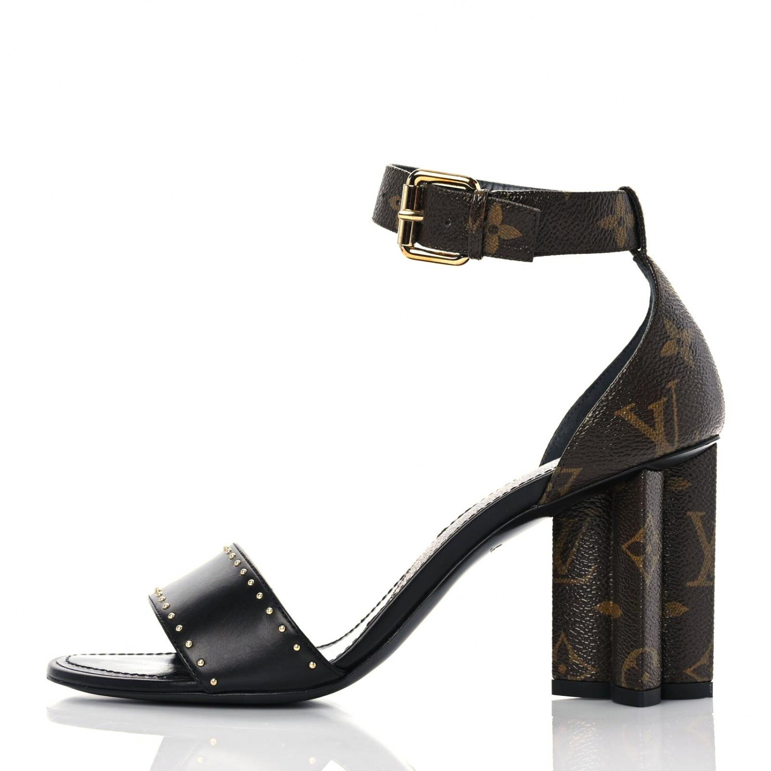 LOUIS VUITTON Calfskin Studded Monogram Silhouette Sandals