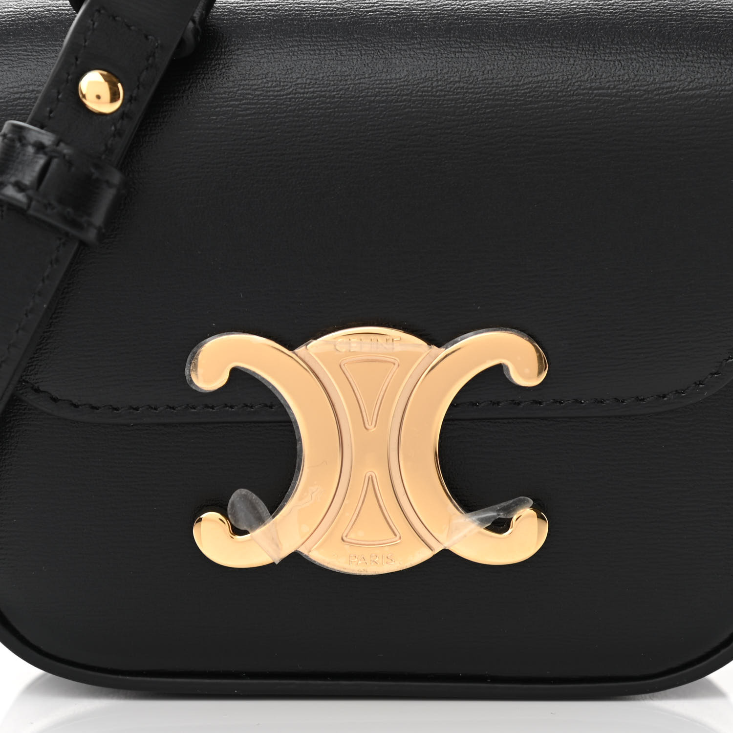 ★関税込★CELINE★Mini Triomphe Bag in Shiny Calfskin Black CELINE Shiny Calfskin Mini Triomphe Black 1677579 | FASHIONPHILE
