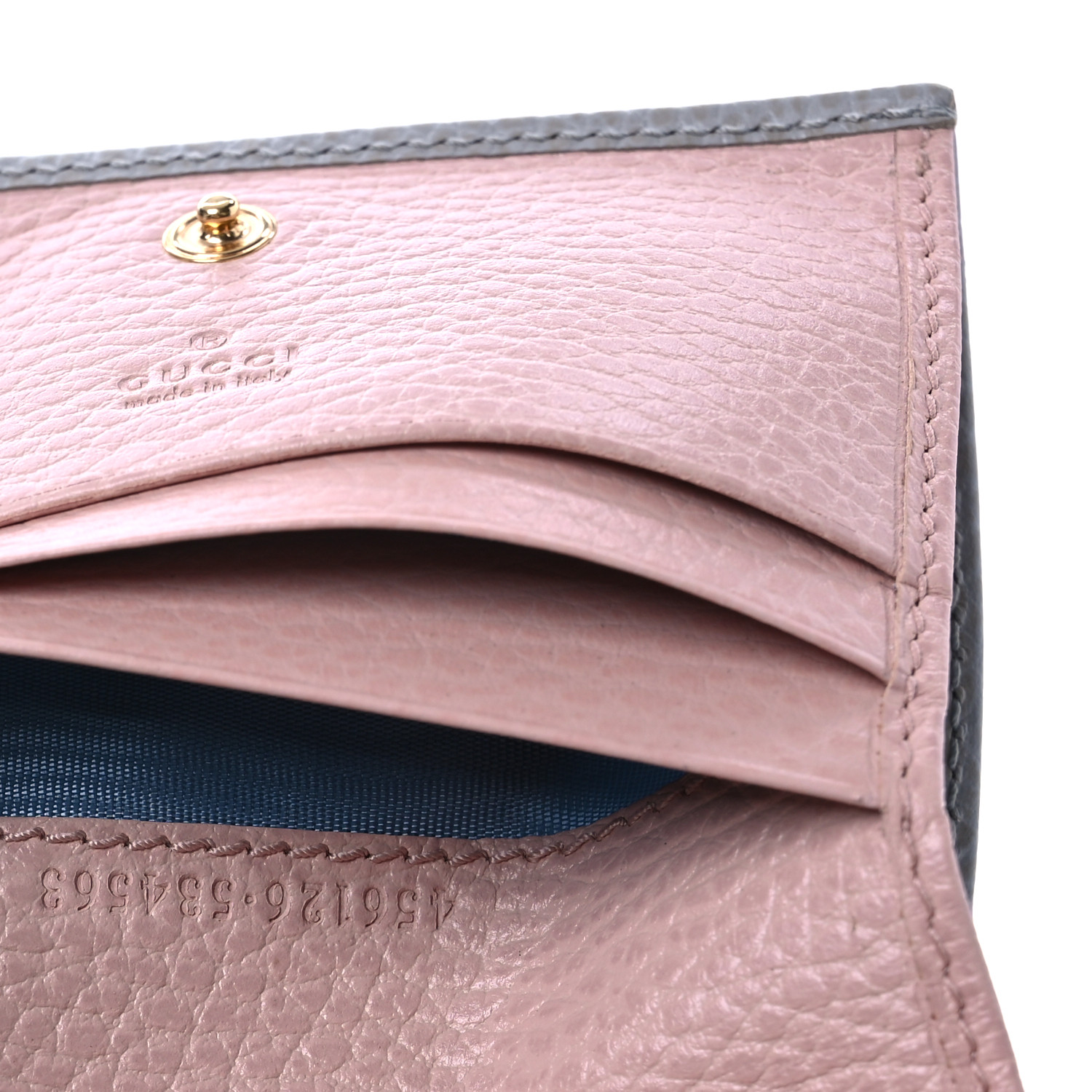 GUCCI Dollar Calfskin GG Marmont Card Case Grey Sky Perfect