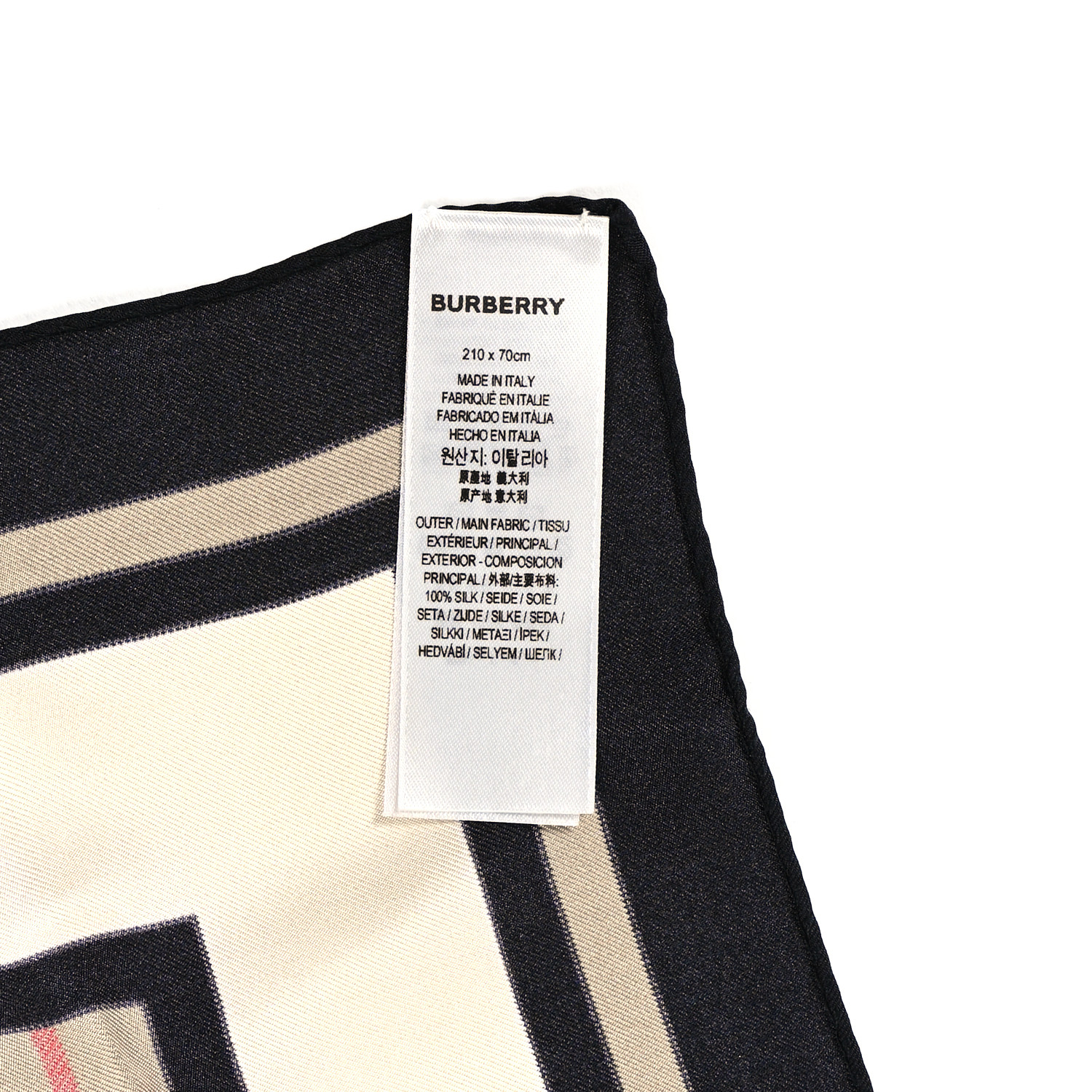 BURBERRY｜SCARVES (Monogram, Icon Stripe and Check Print Burberry Monogram, Icon Stripe And Check Print Silk Scarf