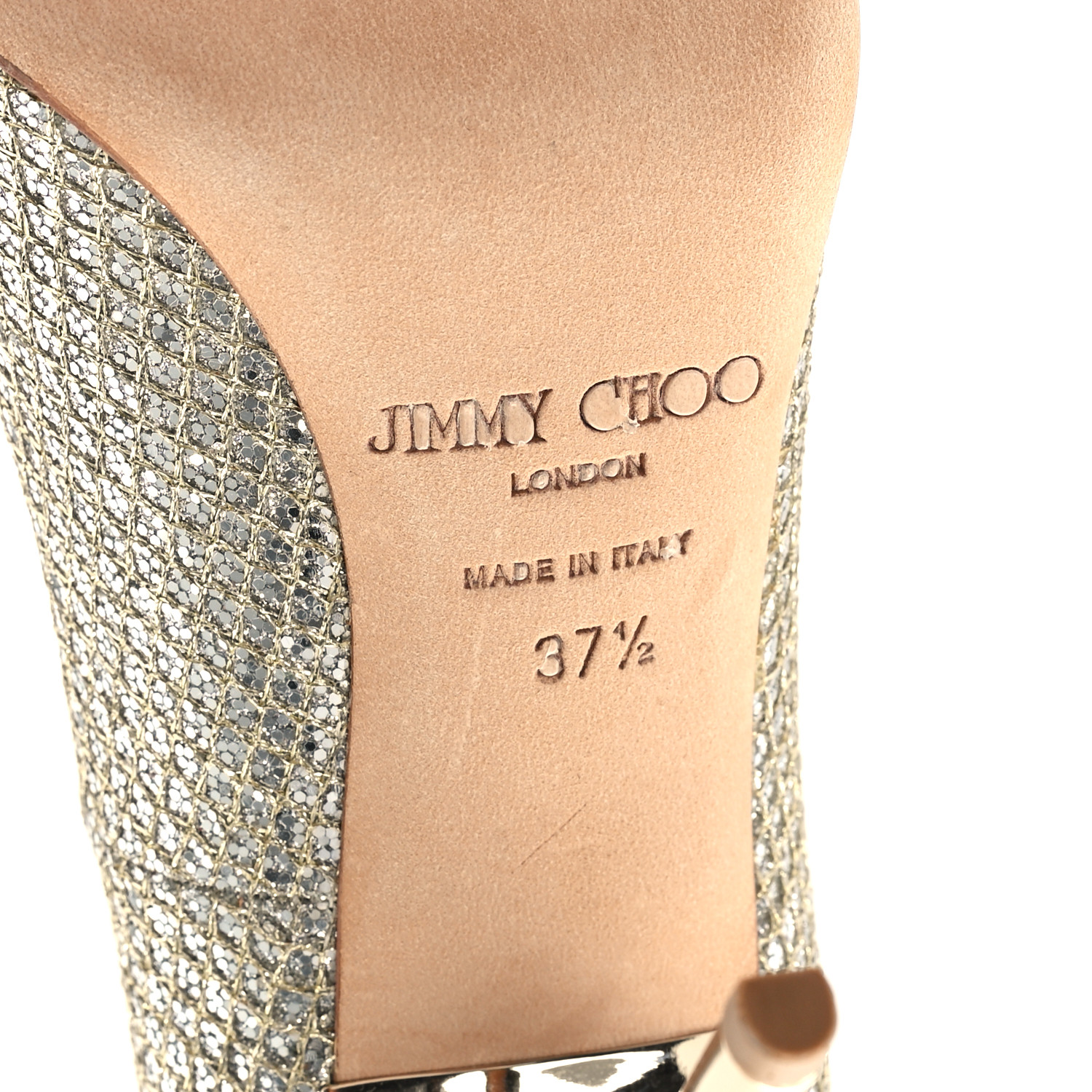 JIMMY CHOO Glitter Fabric Romy 85 Pumps 37.5 Champagne