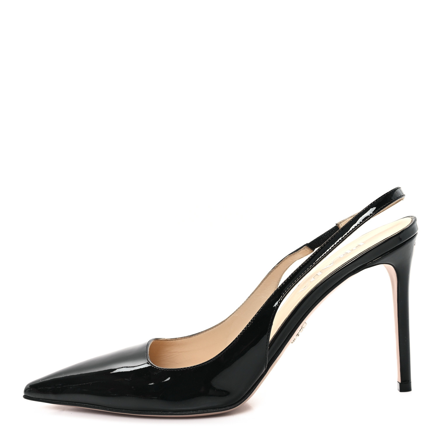 PRADA ダークブラウン ハイヒール　美品　値下中！ PRADA Vernice Triangle Logo Pointed Toe Slingback Pumps 40