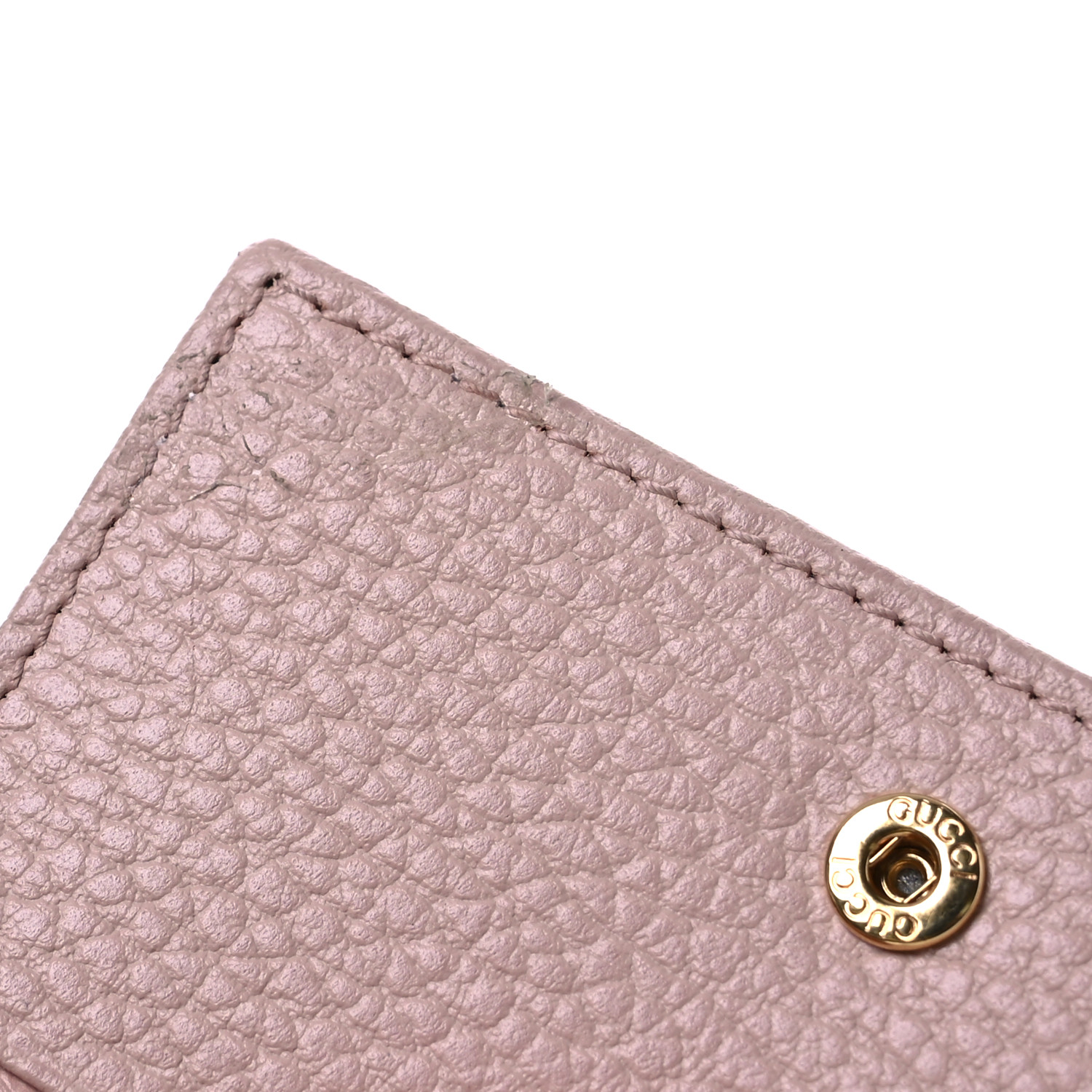 GUCCI Dollar Calfskin GG Marmont Card Case Grey Sky Perfect