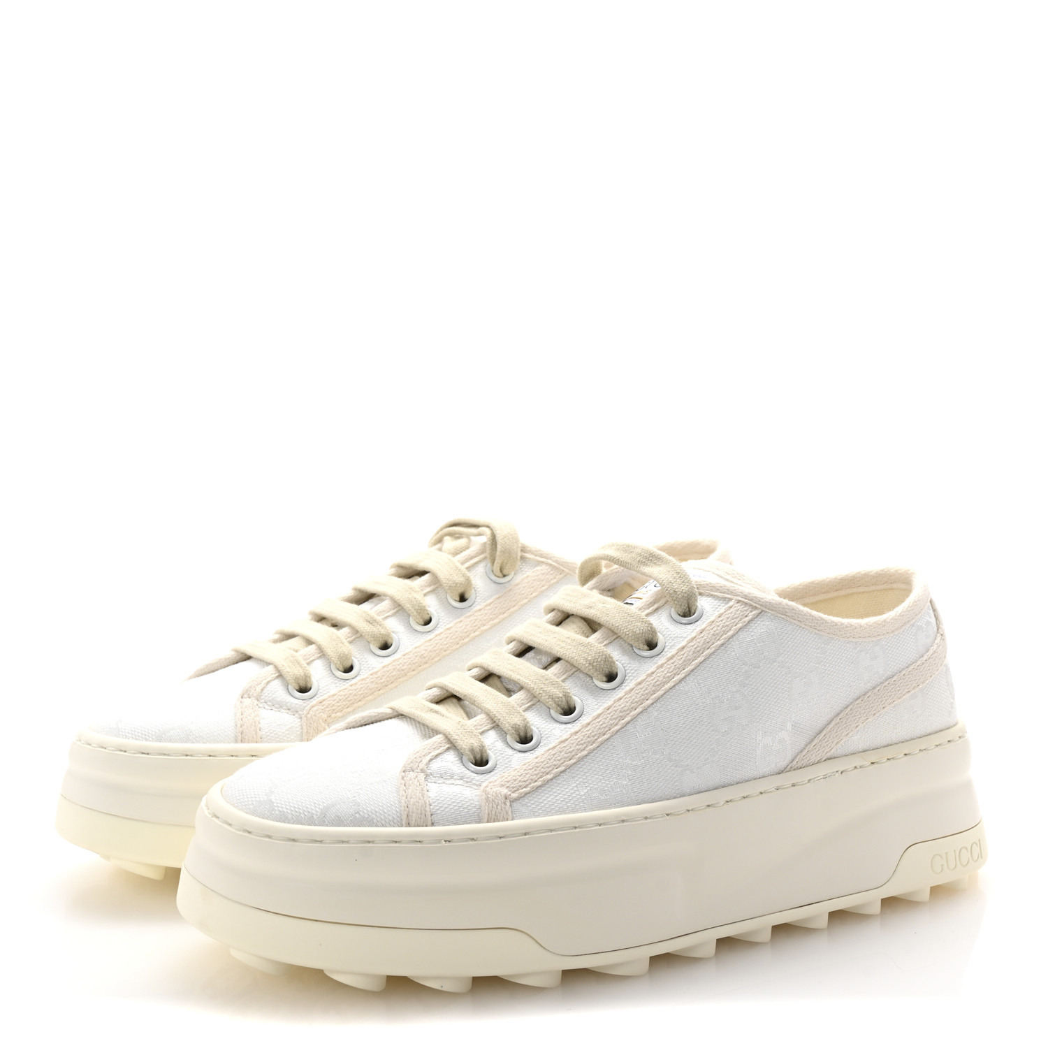 最終値下　GUCCI ゴルフシューズ sazi37 ホワイト GUCCI GG Monogram Womens 1977 Tennis Platform 52mm Sneakers