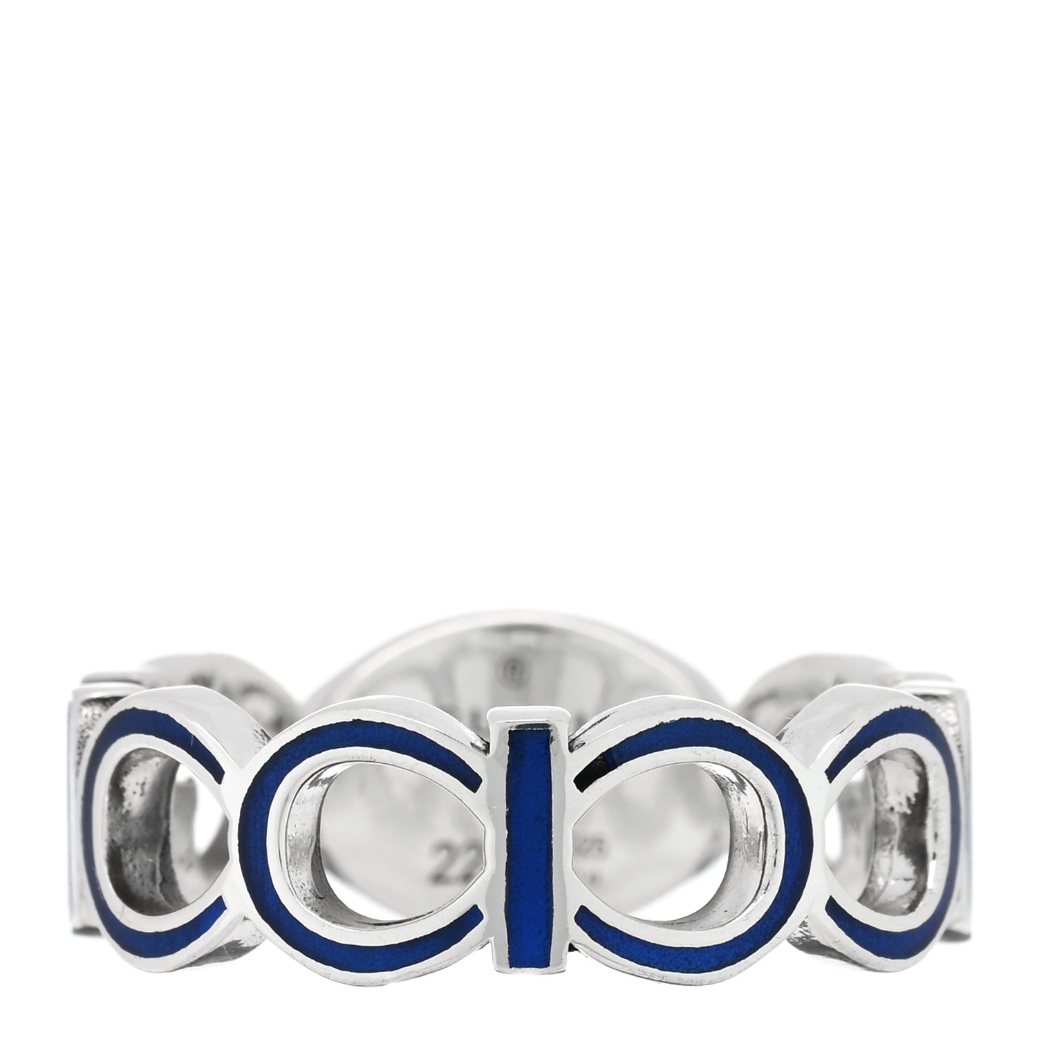 GUCCI Sterling Silver Enamel Interlocking G Logo Ring 61 9.5