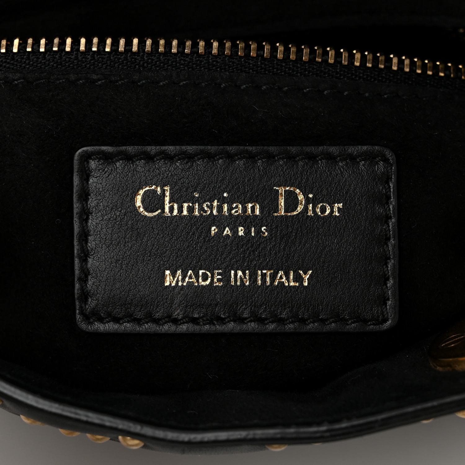 CHRISTIAN DIOR Lambskin Studded Mini Supple Lady Dior Black