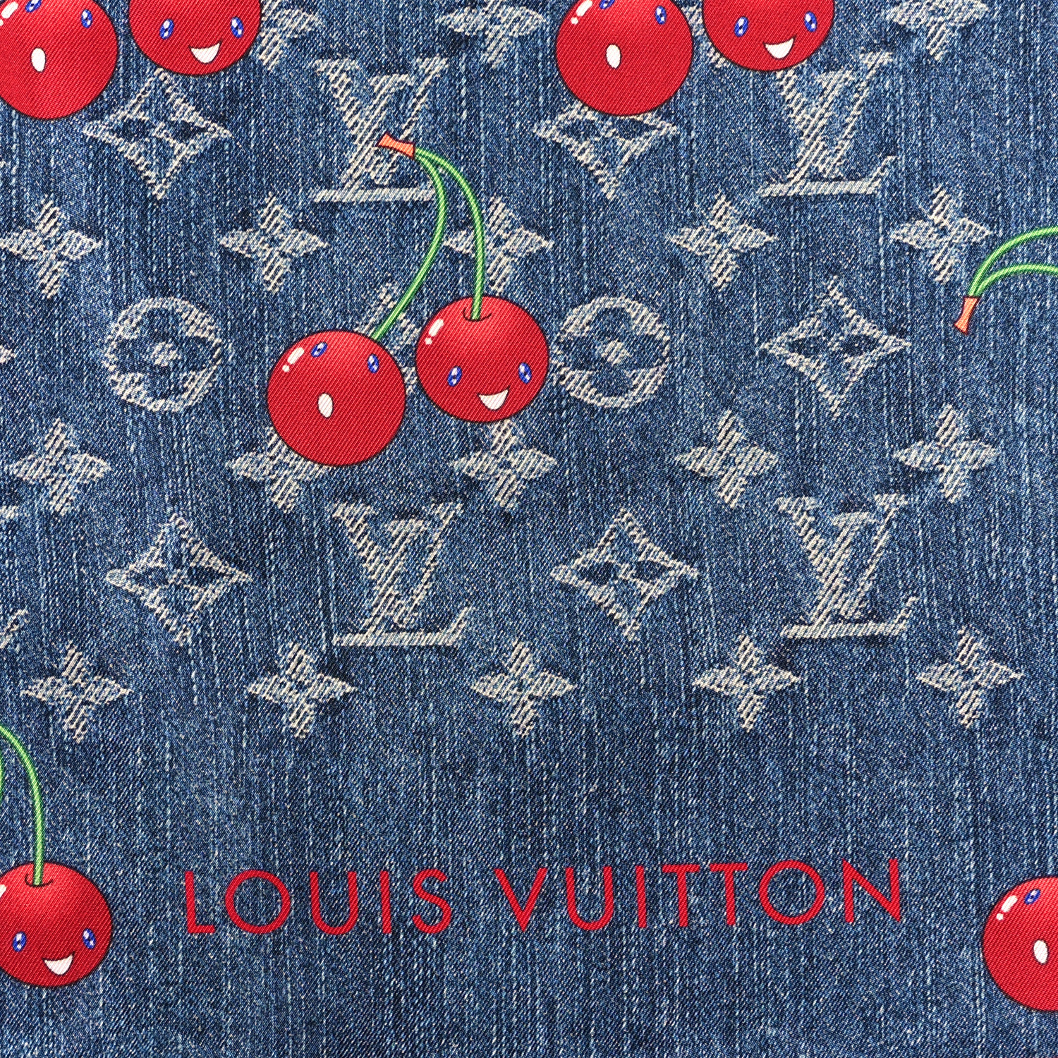 LOUIS VUITTON LV X TM Silk Monogram Cerises Square Scarf 90