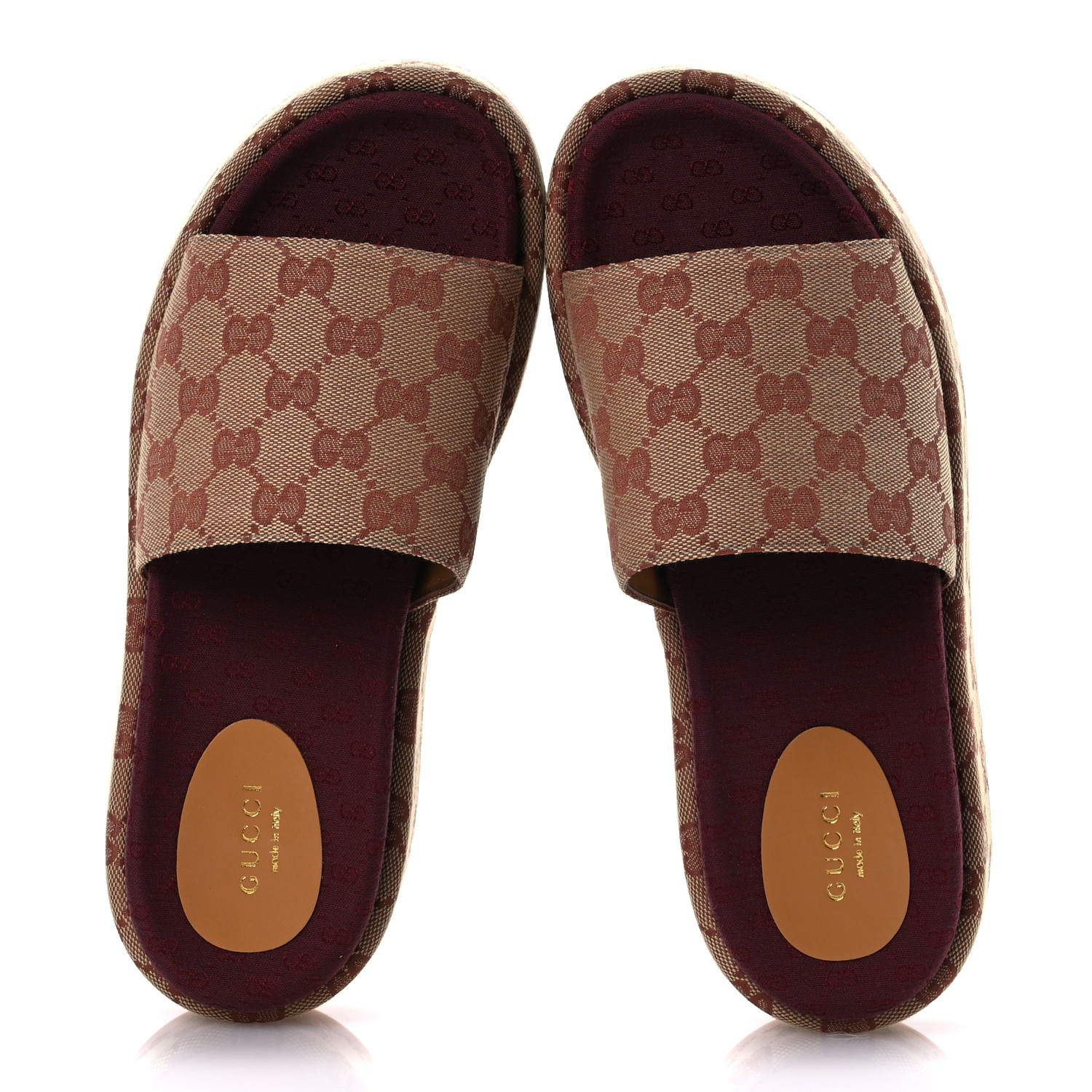 GUCCI Canvas GG Monogram Angelina Platform Slide Sandals 39