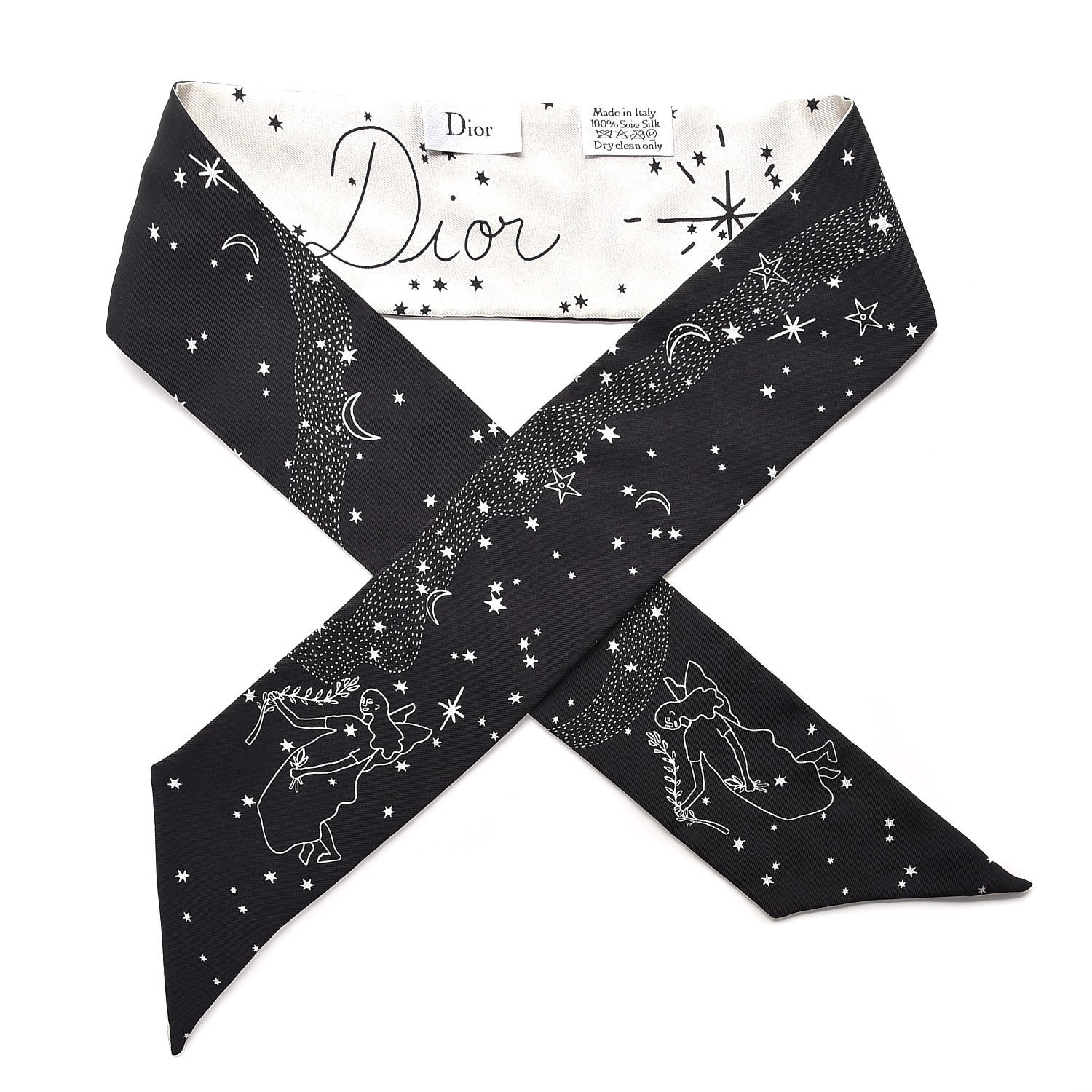 Christian Dior ブラック スカーフ ディオール シルク ショール ロゴ 黒 （Christian Dior