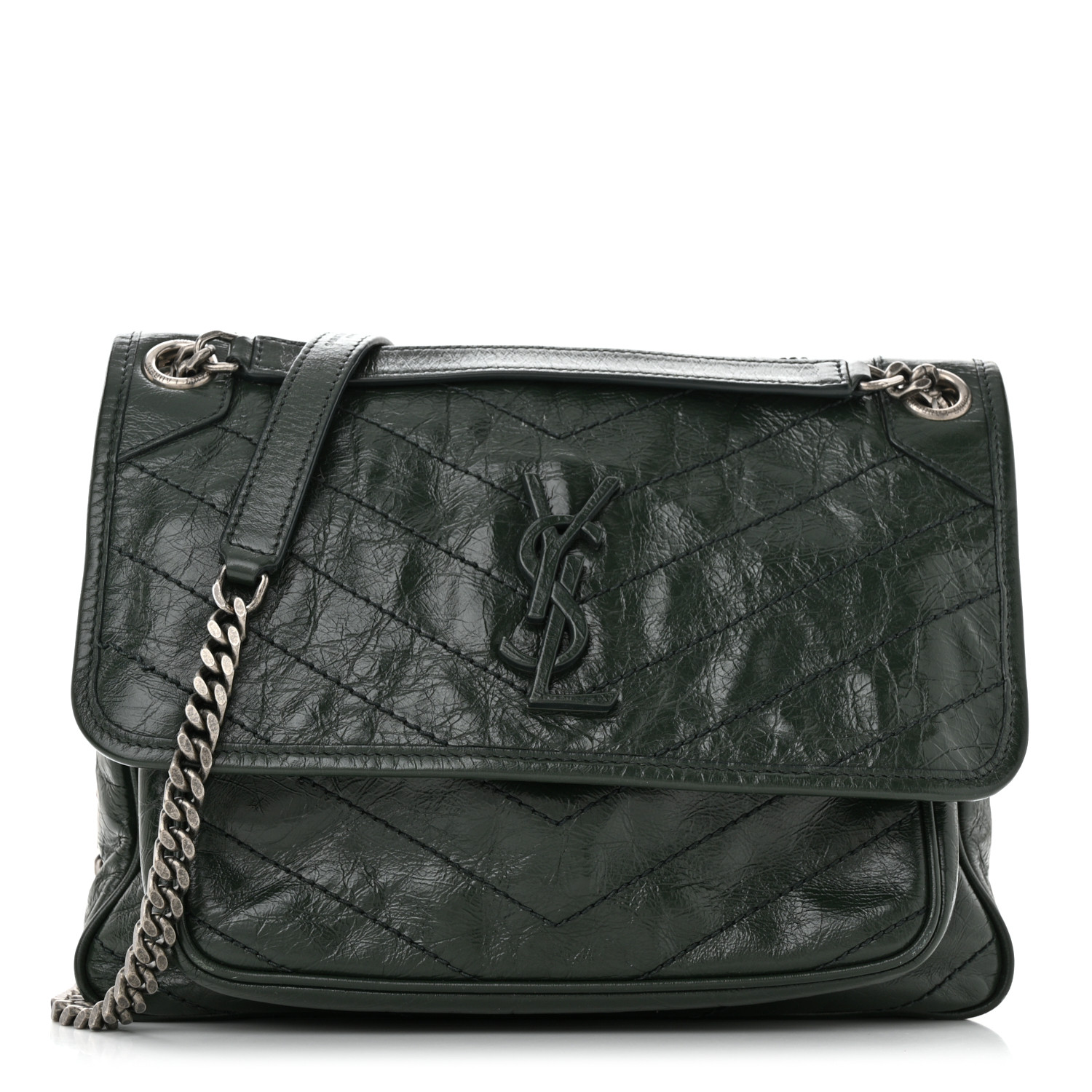 【関税&送料込】Saint Laurent Bottle Green Leather Niki Cros Niki leather crossbody bag Saint Laurent Green in Leather