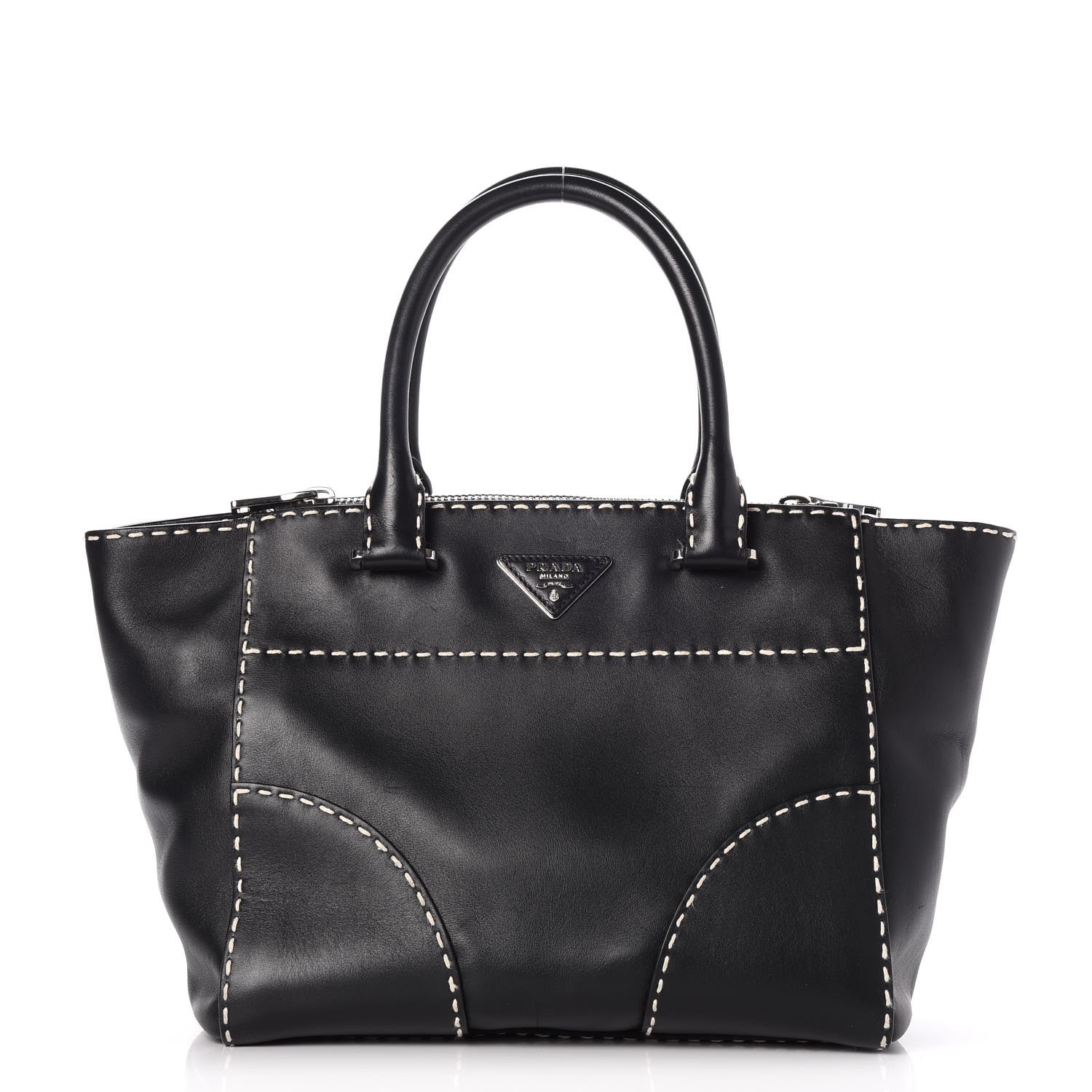 PRADA CITY CALF 2wayトート ブラック　/27 ll17529_prada_black_leather_sh