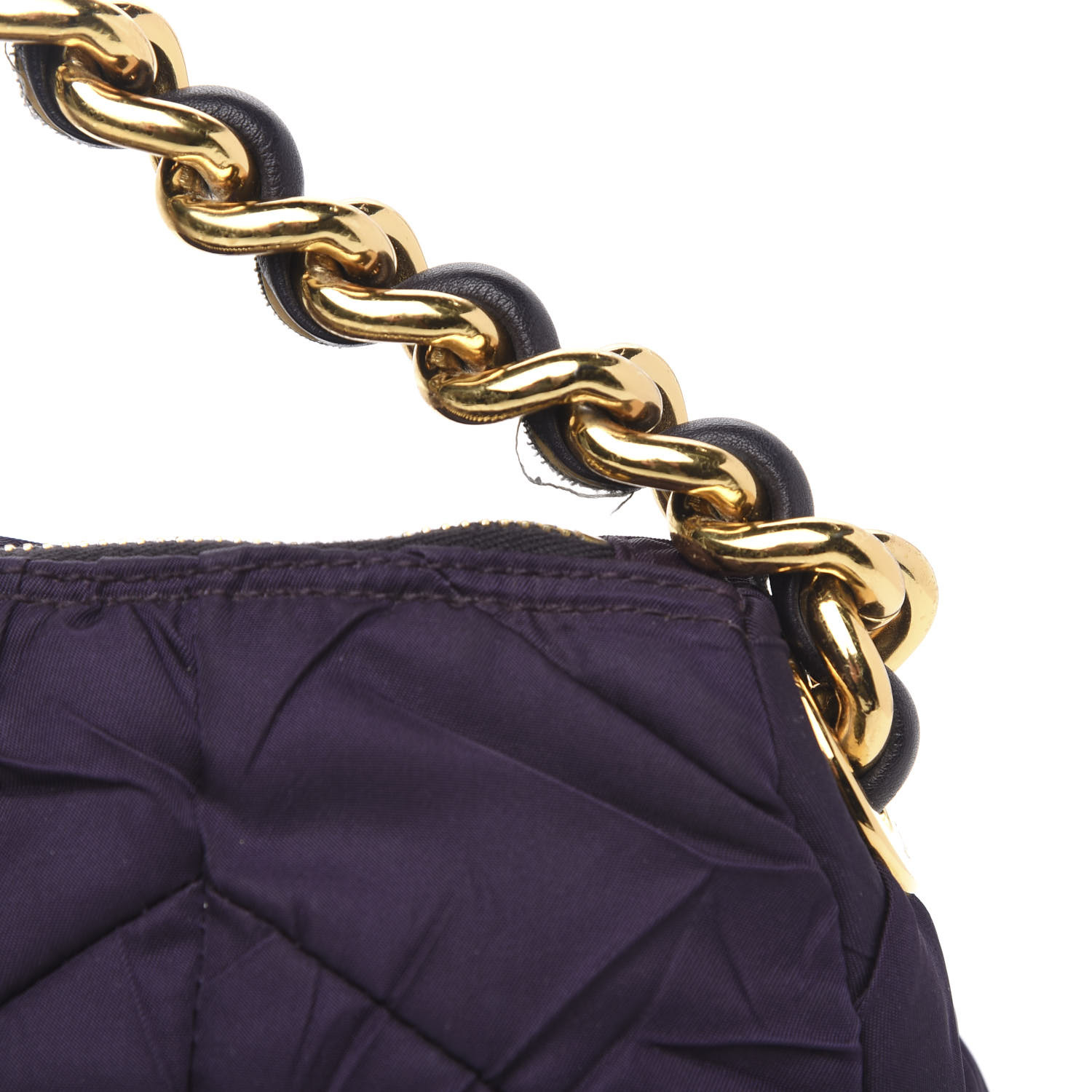 PRADA Tessuto Nylon Chevron Quilted Shoulder Bag Plum 627083