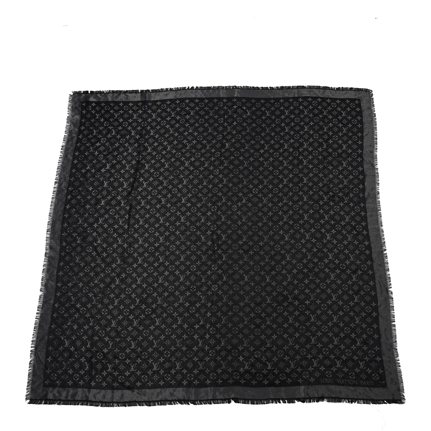 黒柴さん専用LOUIS VUITTONストール シルク100% LOUIS VUITTON Silk Lurex Wool Monogram Shine Shawl Black
