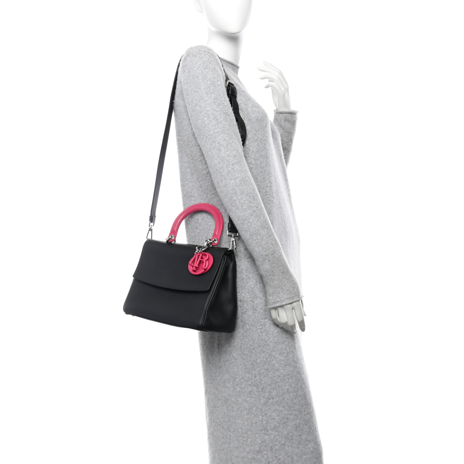 CHRISTIAN DIOR Smooth Calfskin Small Bi-Color Be Dior Flap