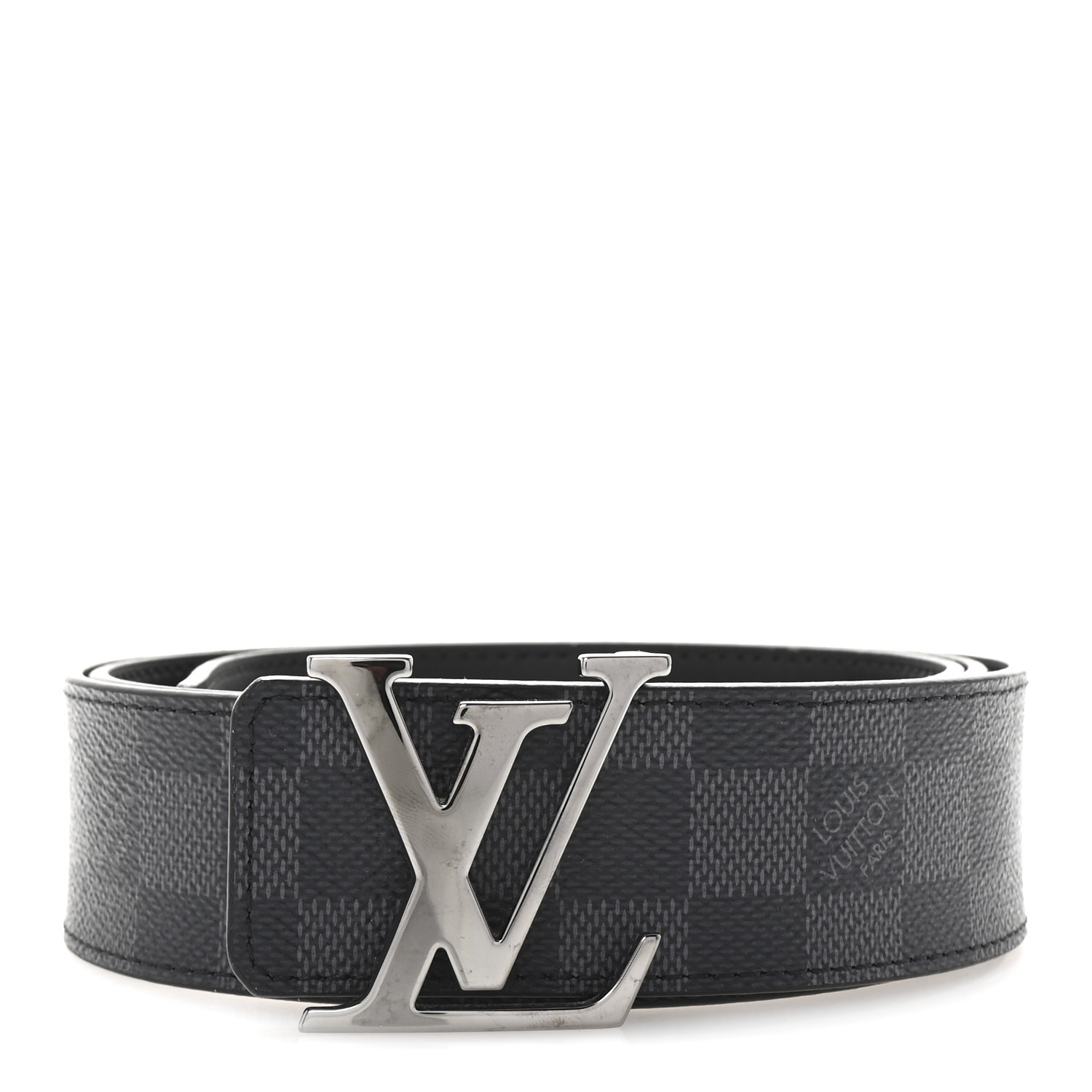 LOUIS VUITTON Damier Graphite 40mm LV Initiales Belt 105 42