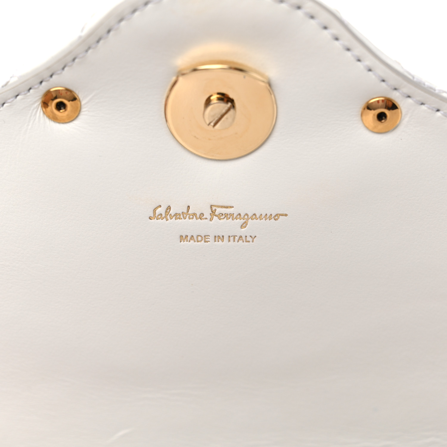SALVATORE FERRAGAMO Calfskin Quilted Gancini Mini Bag White