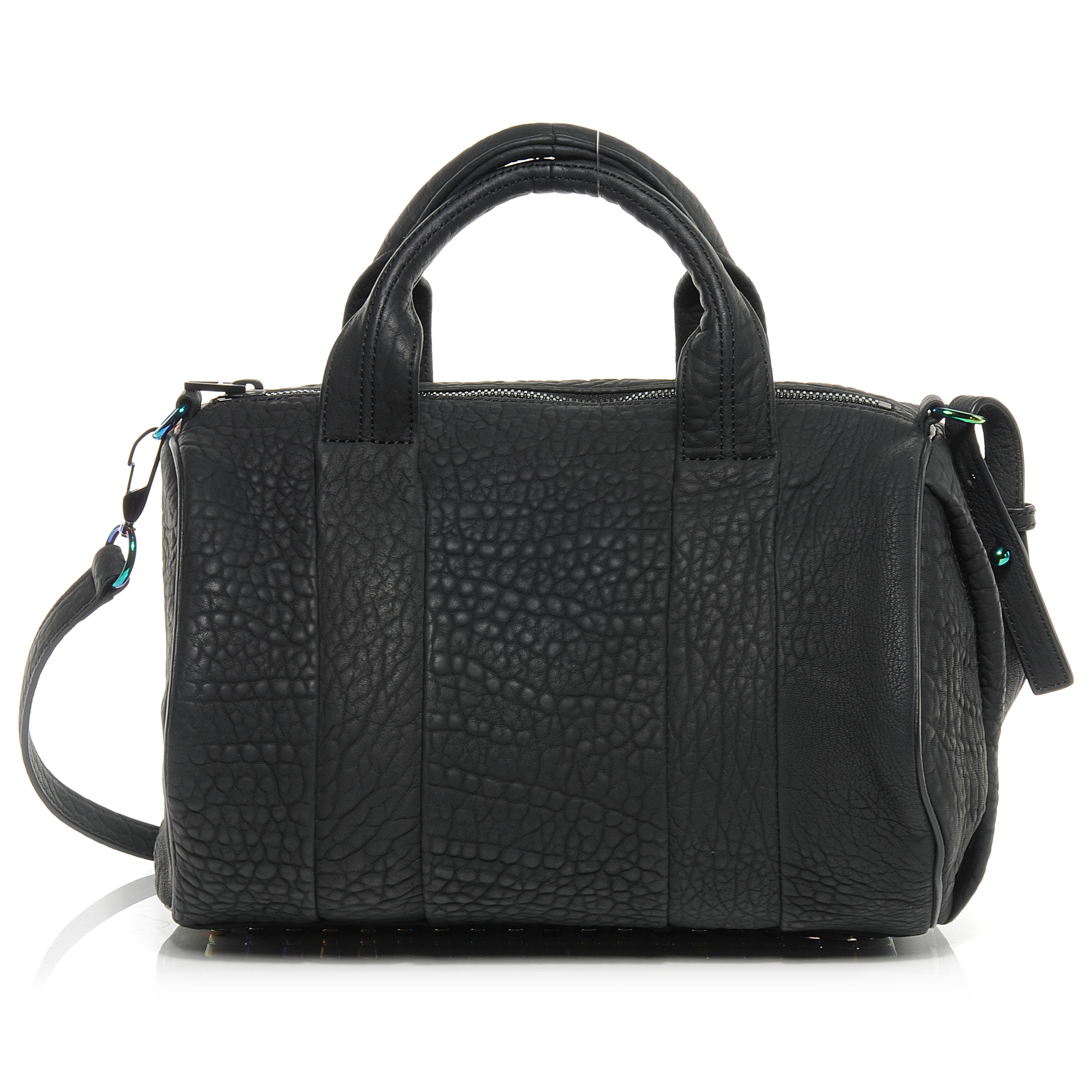 ALEXANDER WANG Leather Rocco Duffel Matte Black w Iridescent