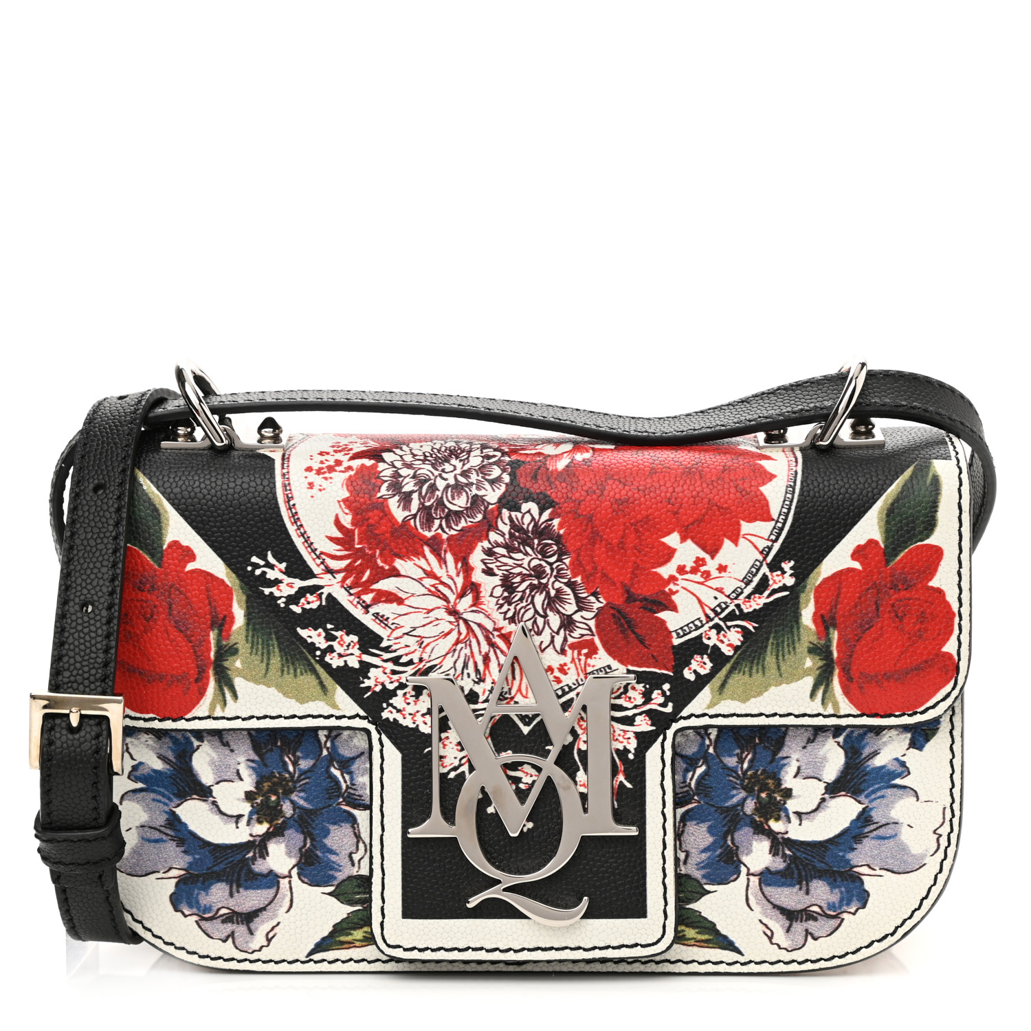 ALEXANDER MCQUEEN Grained Calfskin Flower Printed Small