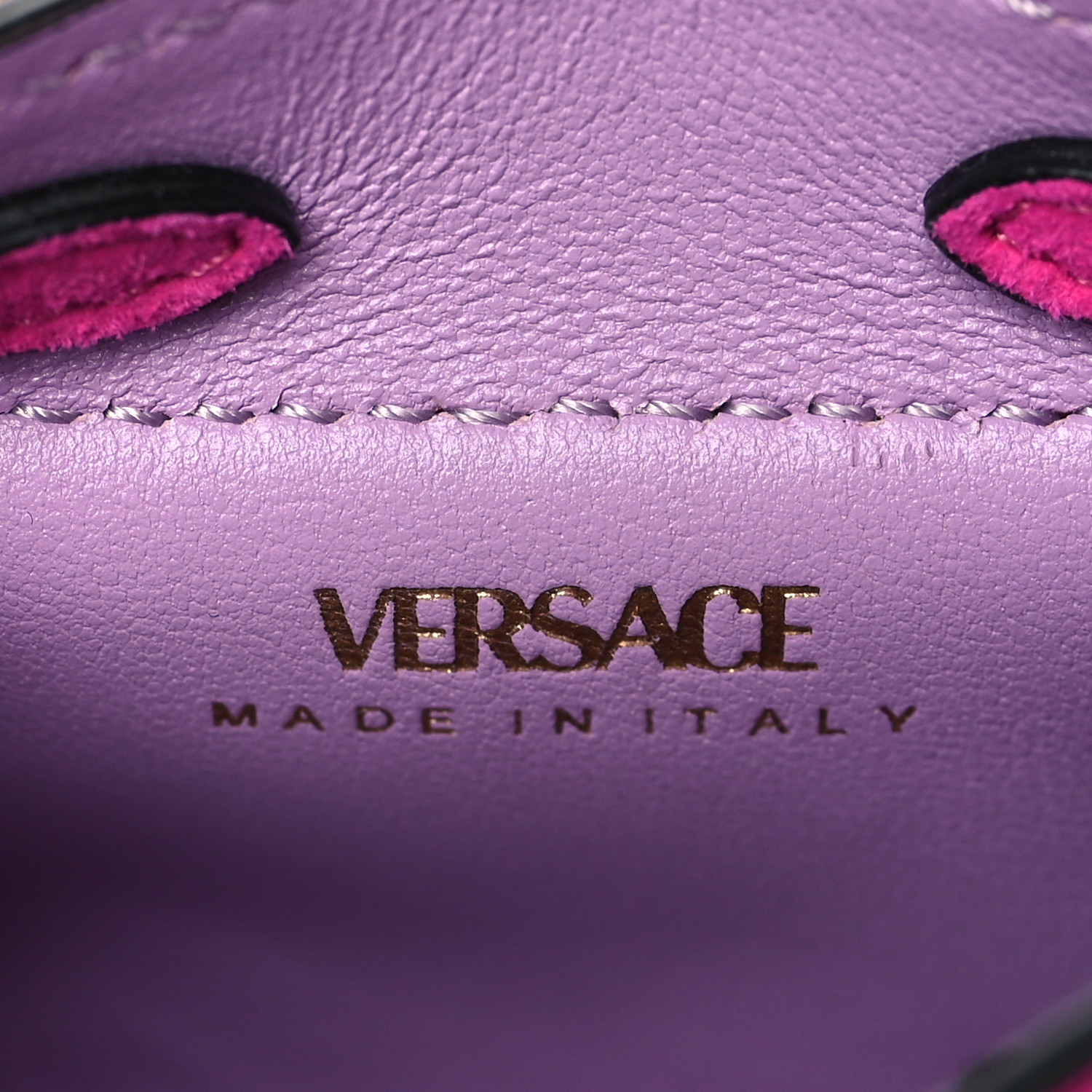 VERSACE Suede Crystal Studded Micro La Medusa Bag Pink