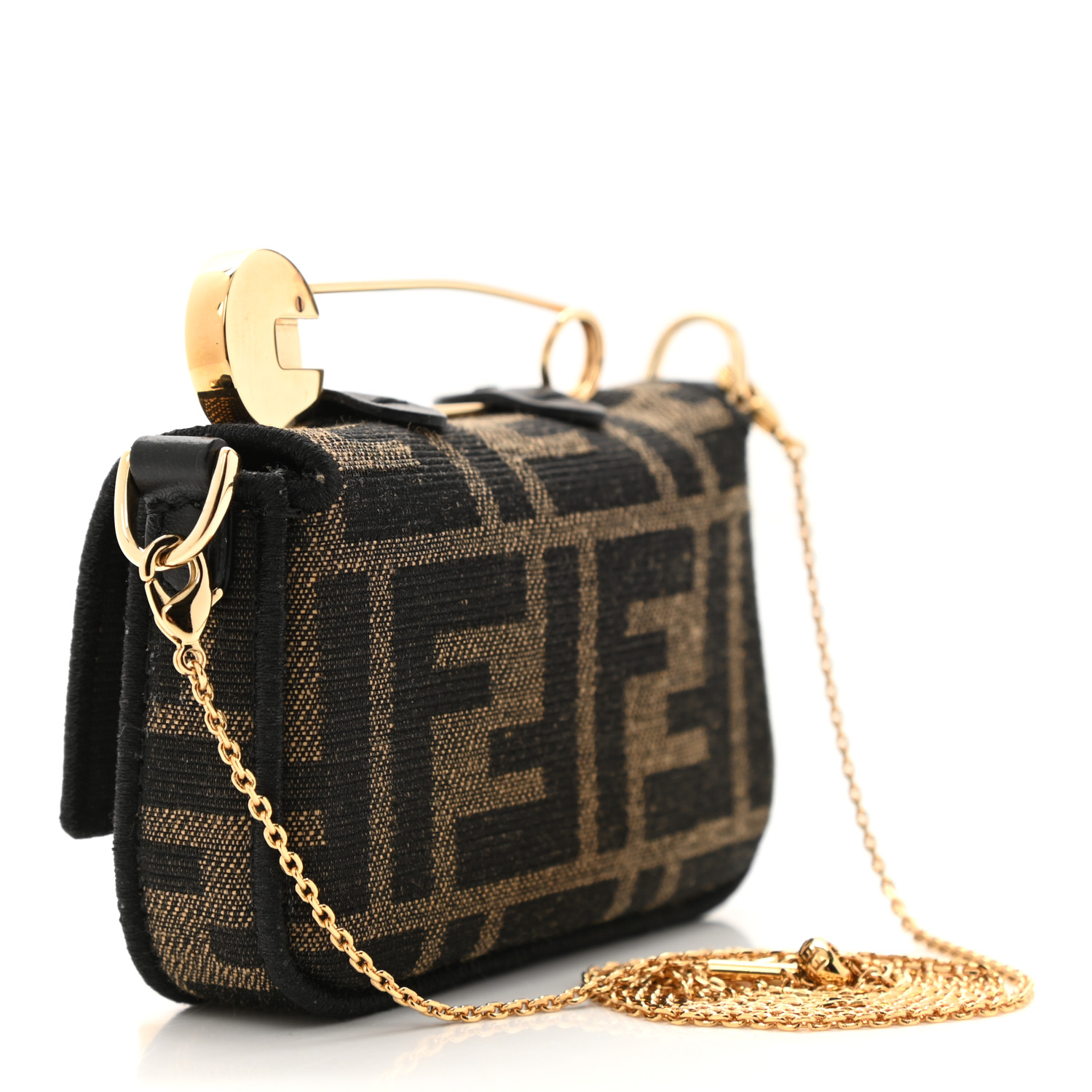FENDI X VERSACE Fabric Jacquard Fendace FF Nano Brooch