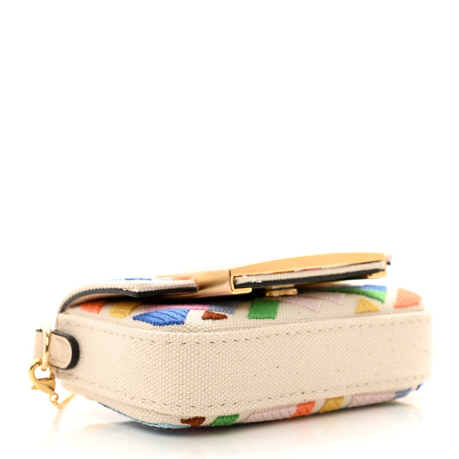FENDI Canvas Nappa FF Multicolor Embroidered Nano Maxi