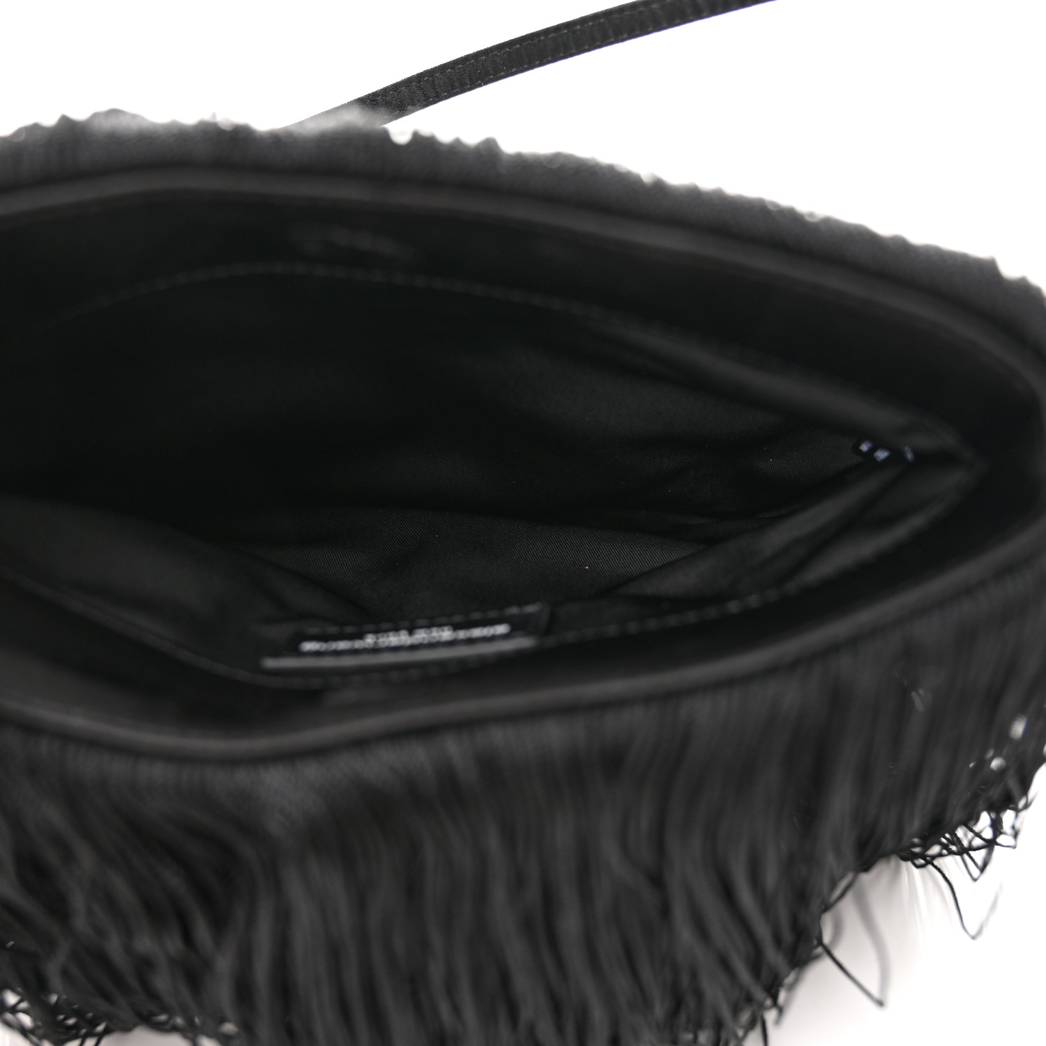 ALEXANDER WANG Satin Crystal Fringe Shoulder Bag Black