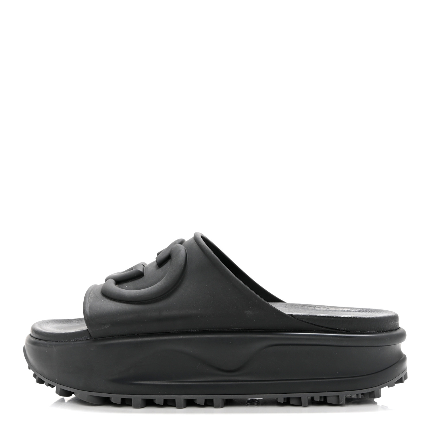 GUCCI Soft Rubber Womens Interlocking G Platform 42mm Slide