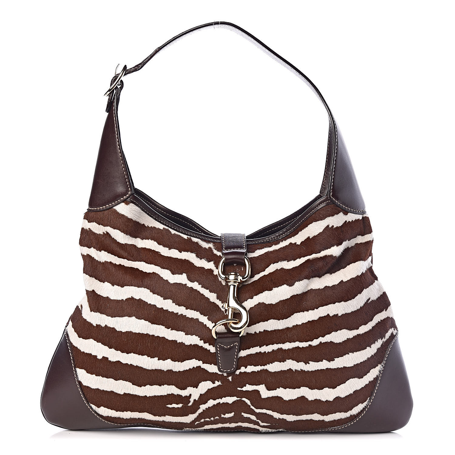 GUCCI Calf Hair Zebra Print Medium Jackie O Bouvier Hobo