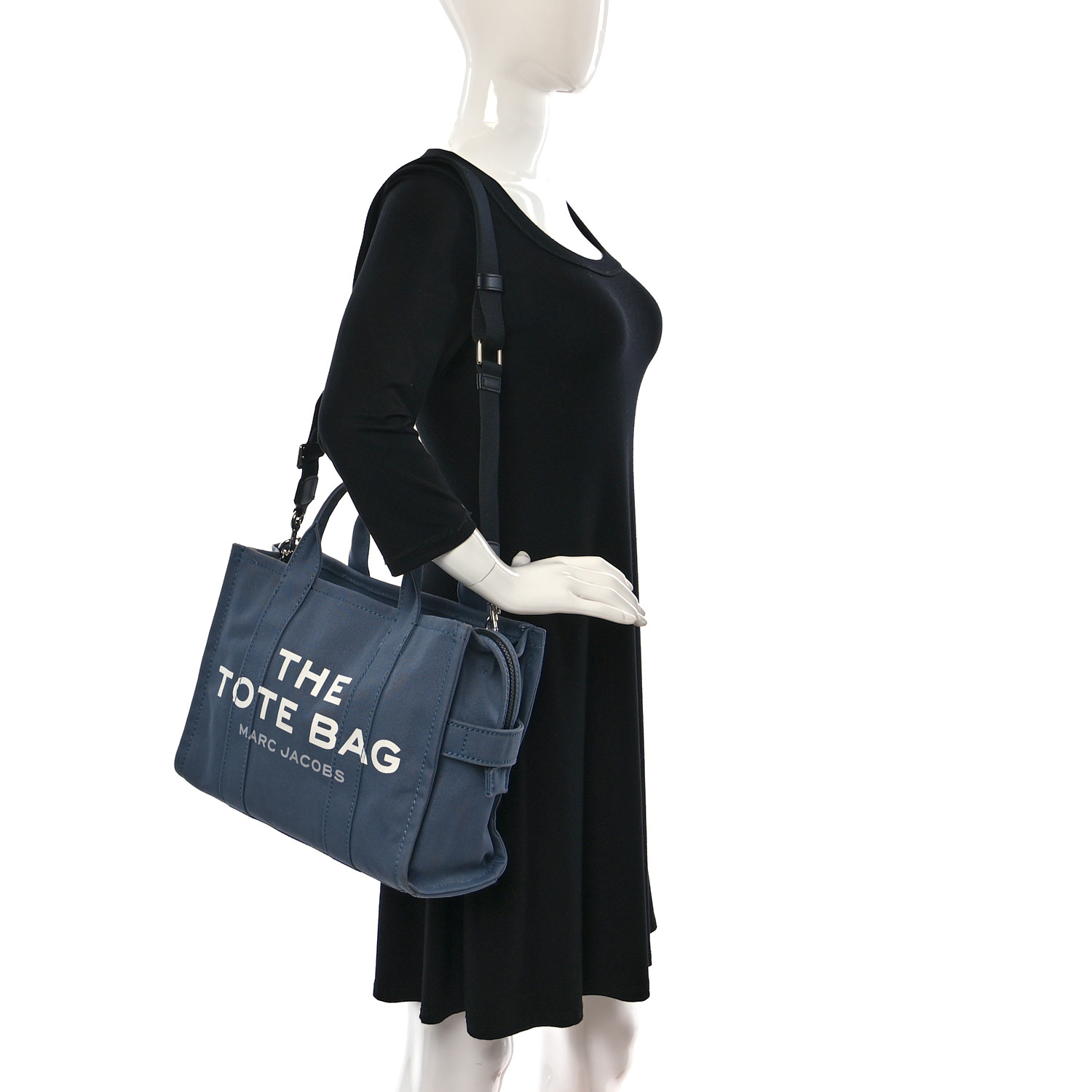 MARC JACOBS Cotton Canvas Medium The Traveler Tote Bag Blue