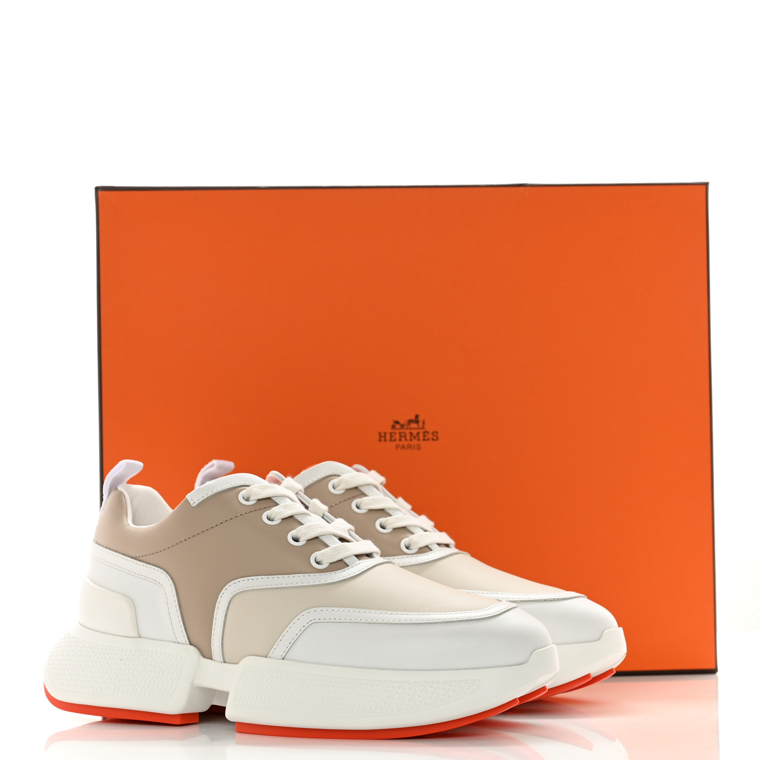 スニーカー HERMES Sneakers Giga HERMES GIGA SNEAKERS WHITE BLANC LEATHER SHOES CASUAL SZ 38