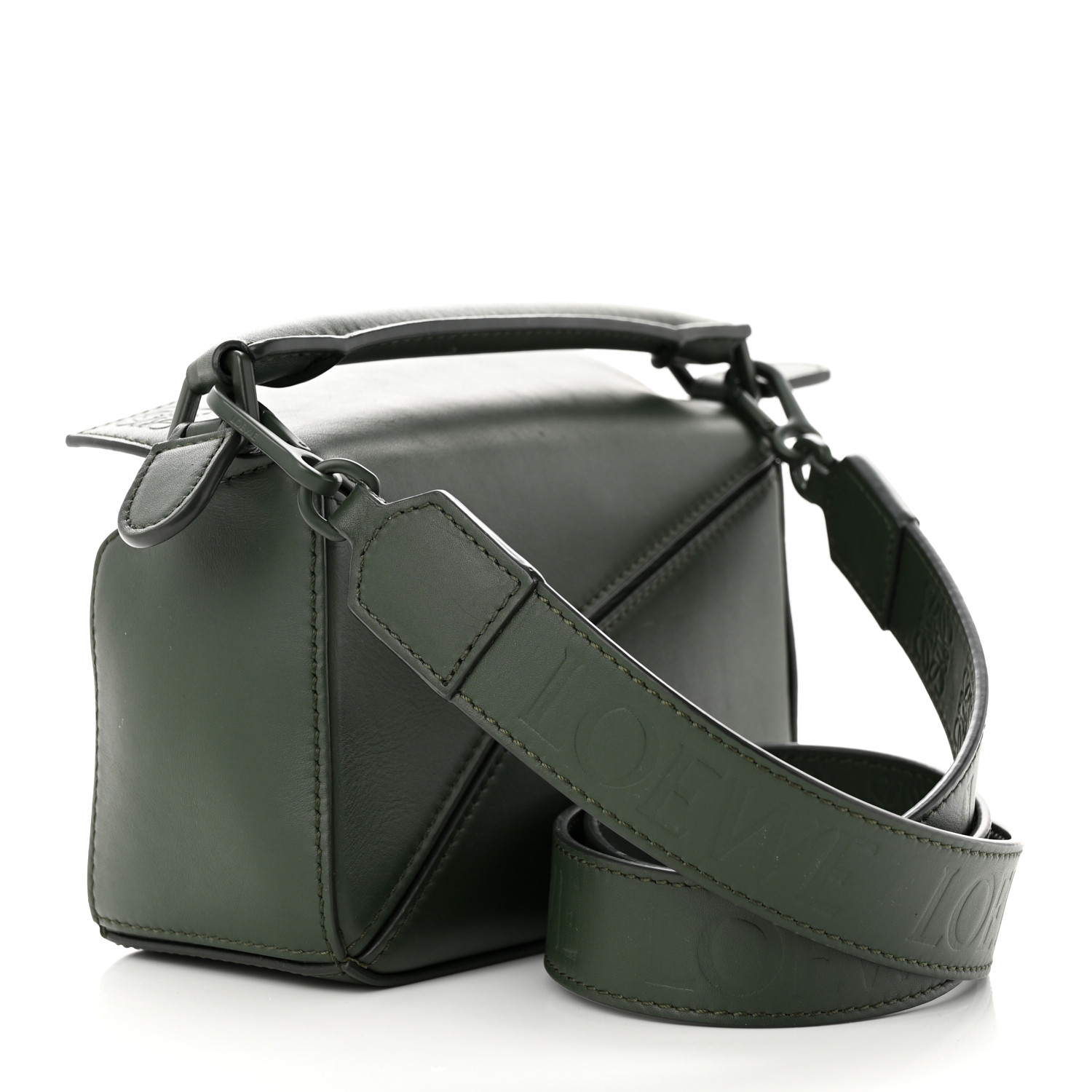 Satin Calf ☆LOEWE☆ MINI PUZZLE 2wayバッグ VINTAGE KHAKI♪ LOEWE Satin Calfskin Mini Puzzle Bag Vintage Khaki 1298676