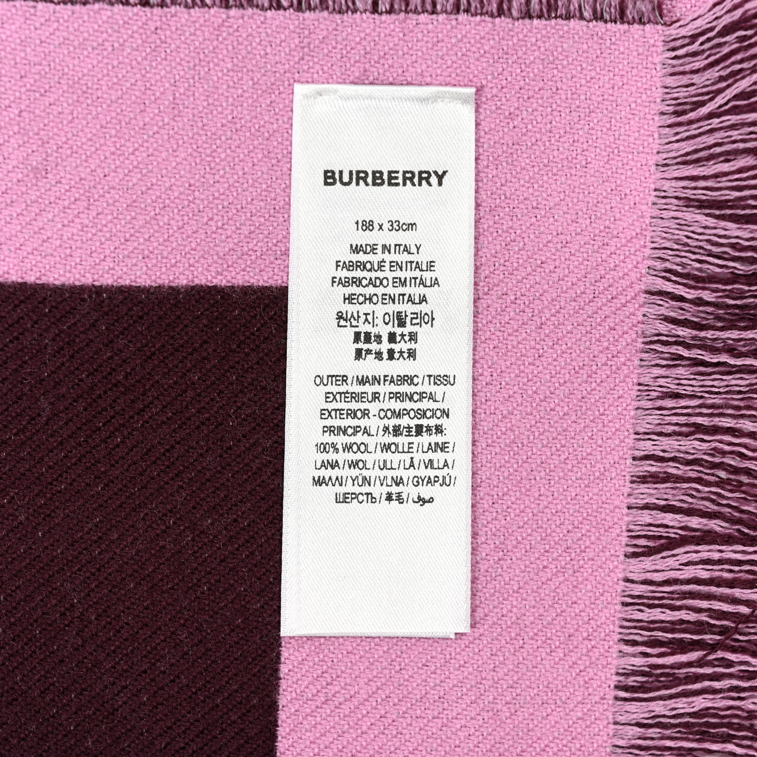【関税&送料込】Burberry Scarfs Pink Buy Burberry Pink Cashmere Wool Nova Check Fringe Scarf