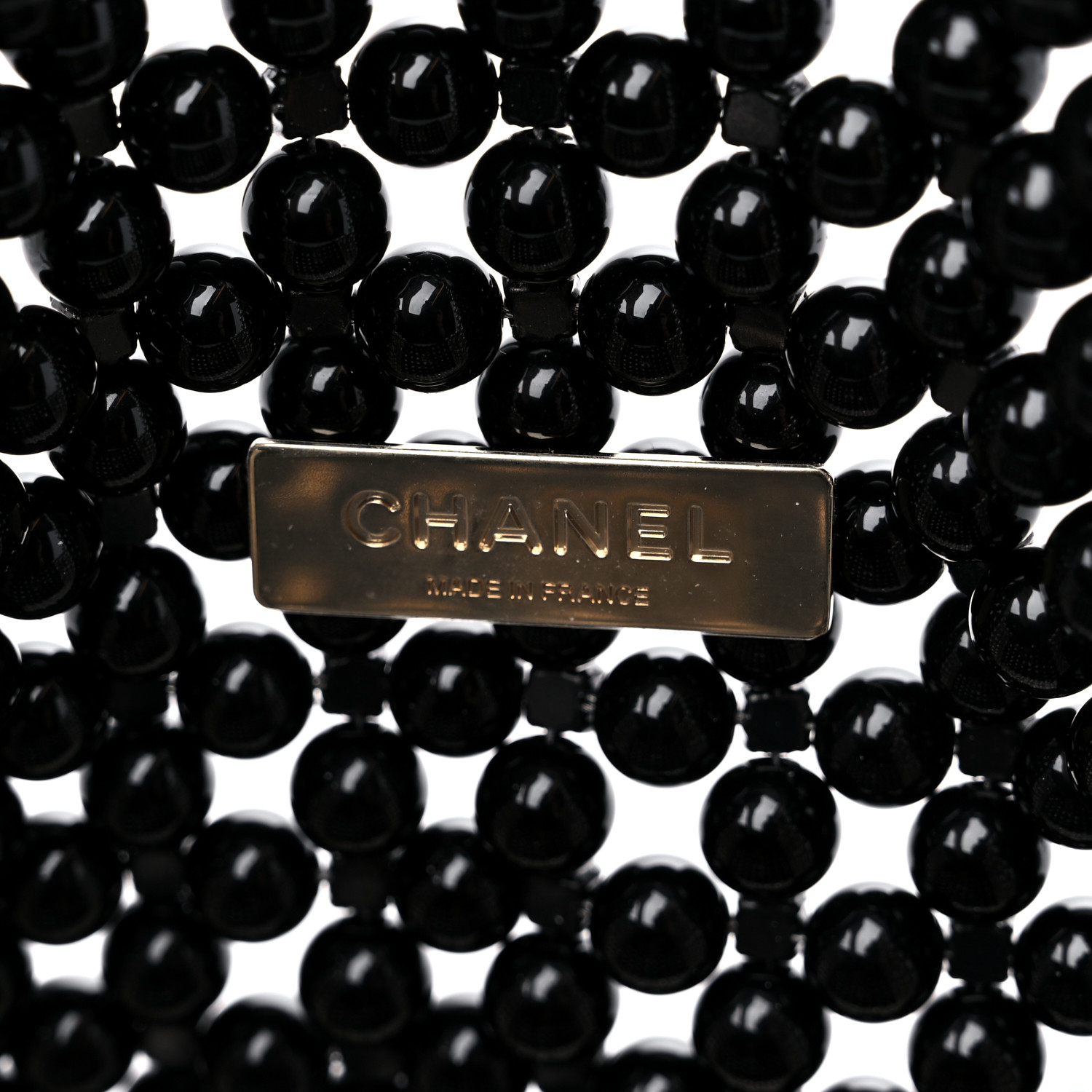CHANEL Crystal Pearl Beaded Mini Rectangular Flap Black