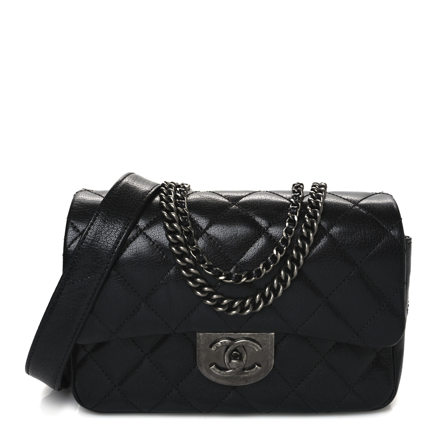 CHANELバッグ CHANEL Shiny Goatskin Quilted Small Double Carry Waist Chain