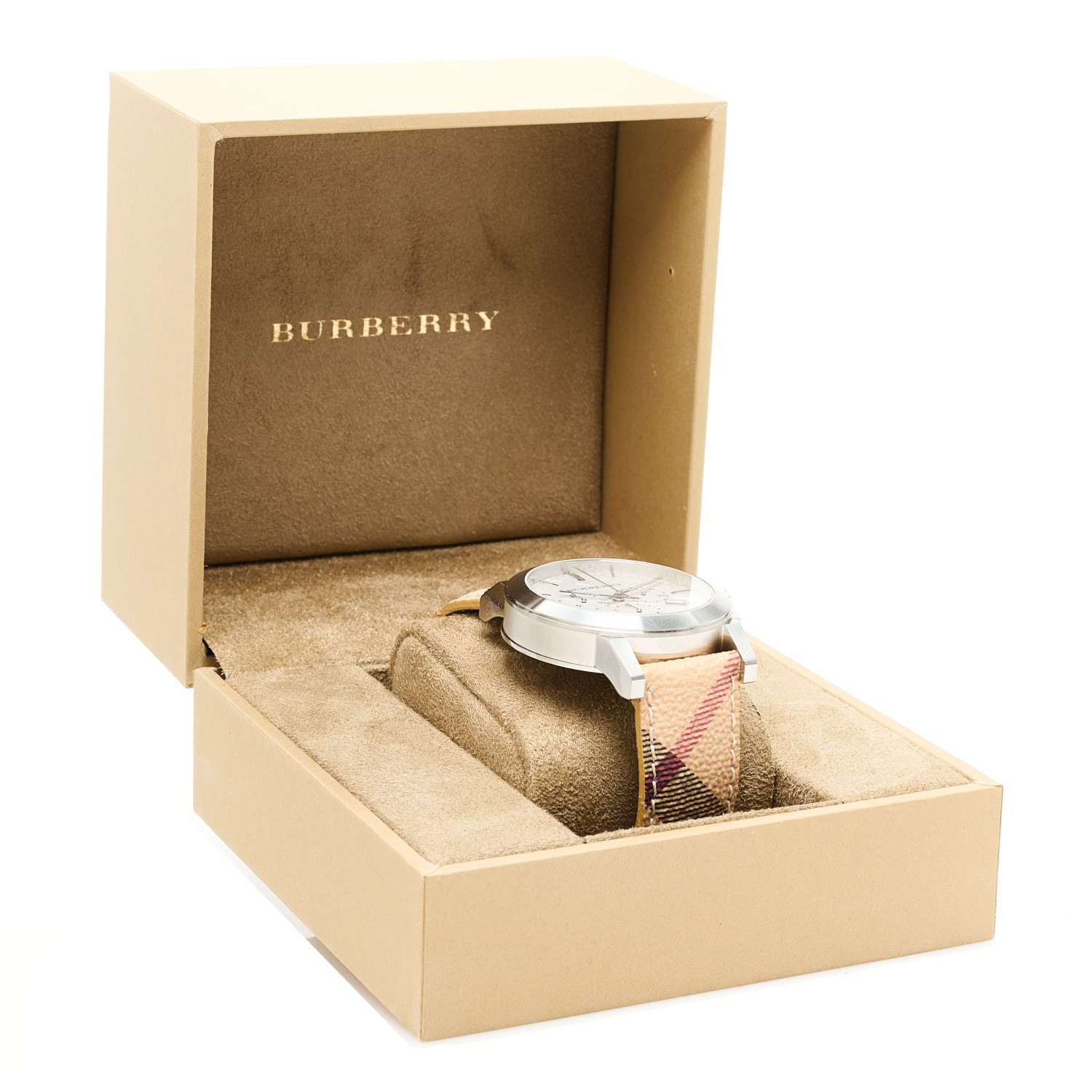 BURBERRY Stainless Steel Calfskin 43mm Haymarket Chronograph
