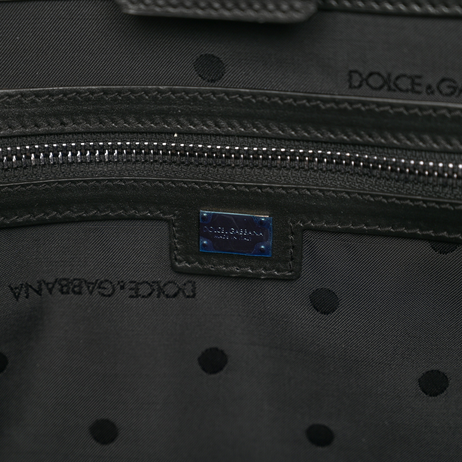 DOLCE & GABBANA オルオハエンホス刺繍ショツ FTC9GTHJMQK F0473 DOLCE GABBANA Canvas Calfskin Embroidered Logo Large Edge