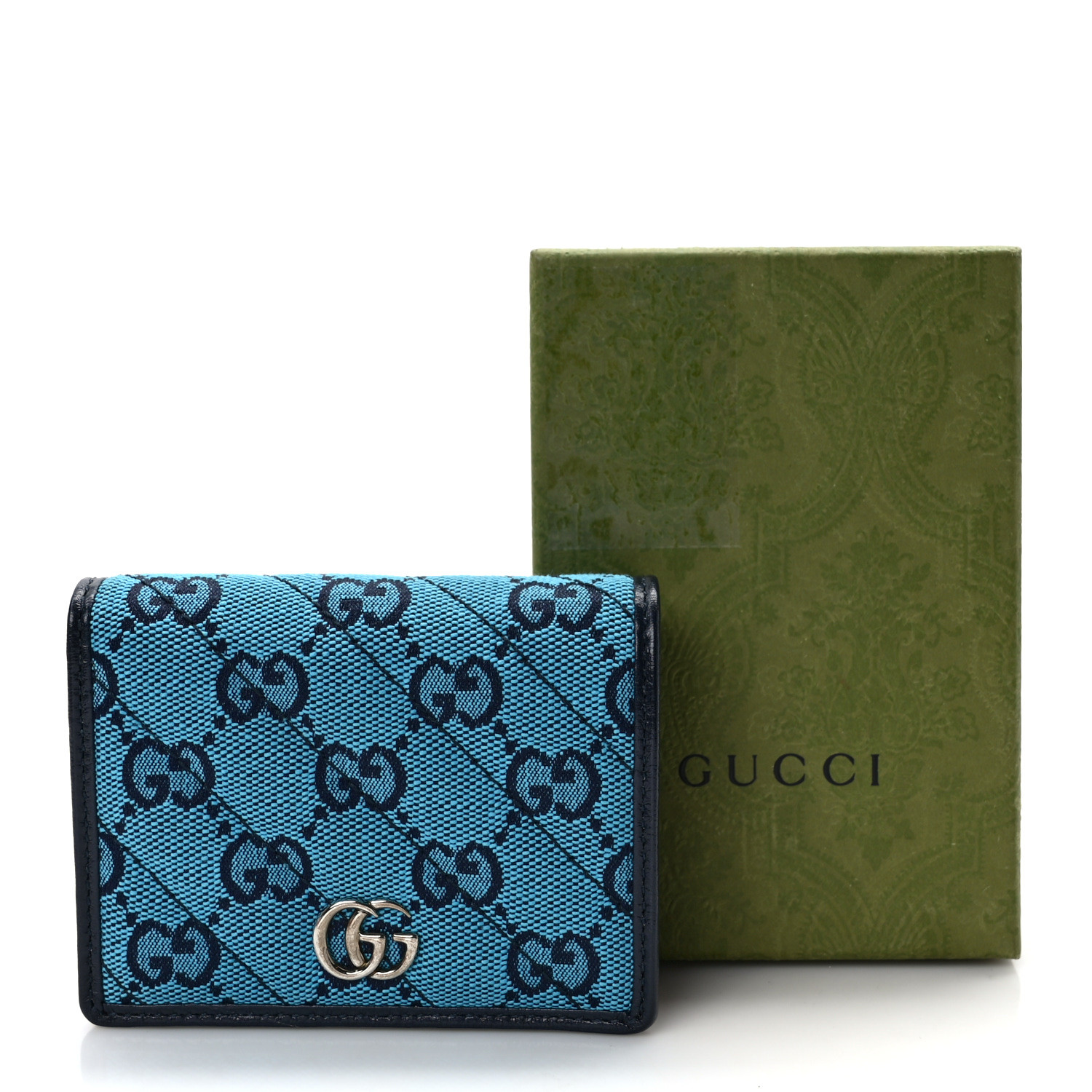 GUCCI Monogram Multicolor Matelasse Diagonal GG Marmont Card