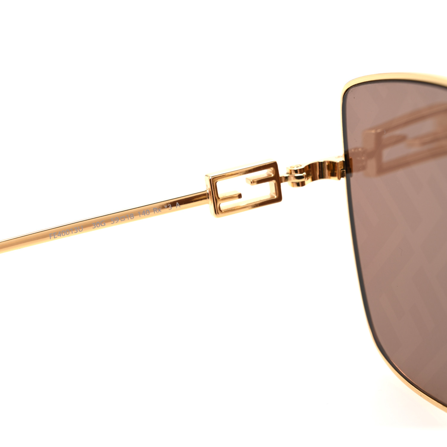 FENDI Metal Square Sunglasses FF40013U Gold Brown 1693079