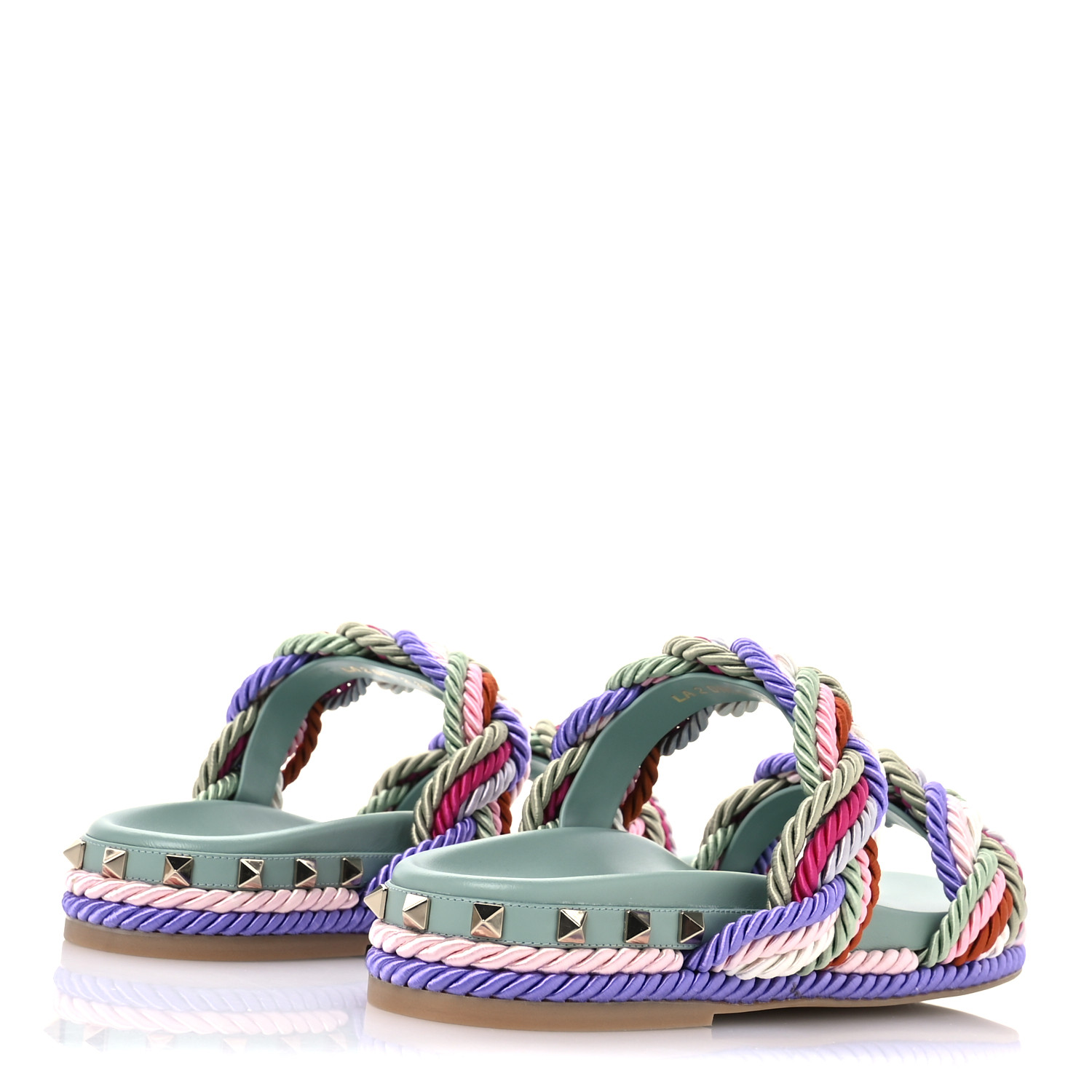 VALENTINO GARAVANI Silk Cord Rockstud Slide Sandals 38