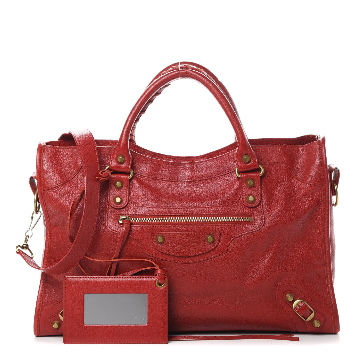 BALENCIAGA Sugar Goatskin Classic Gold Hardware City Rouge