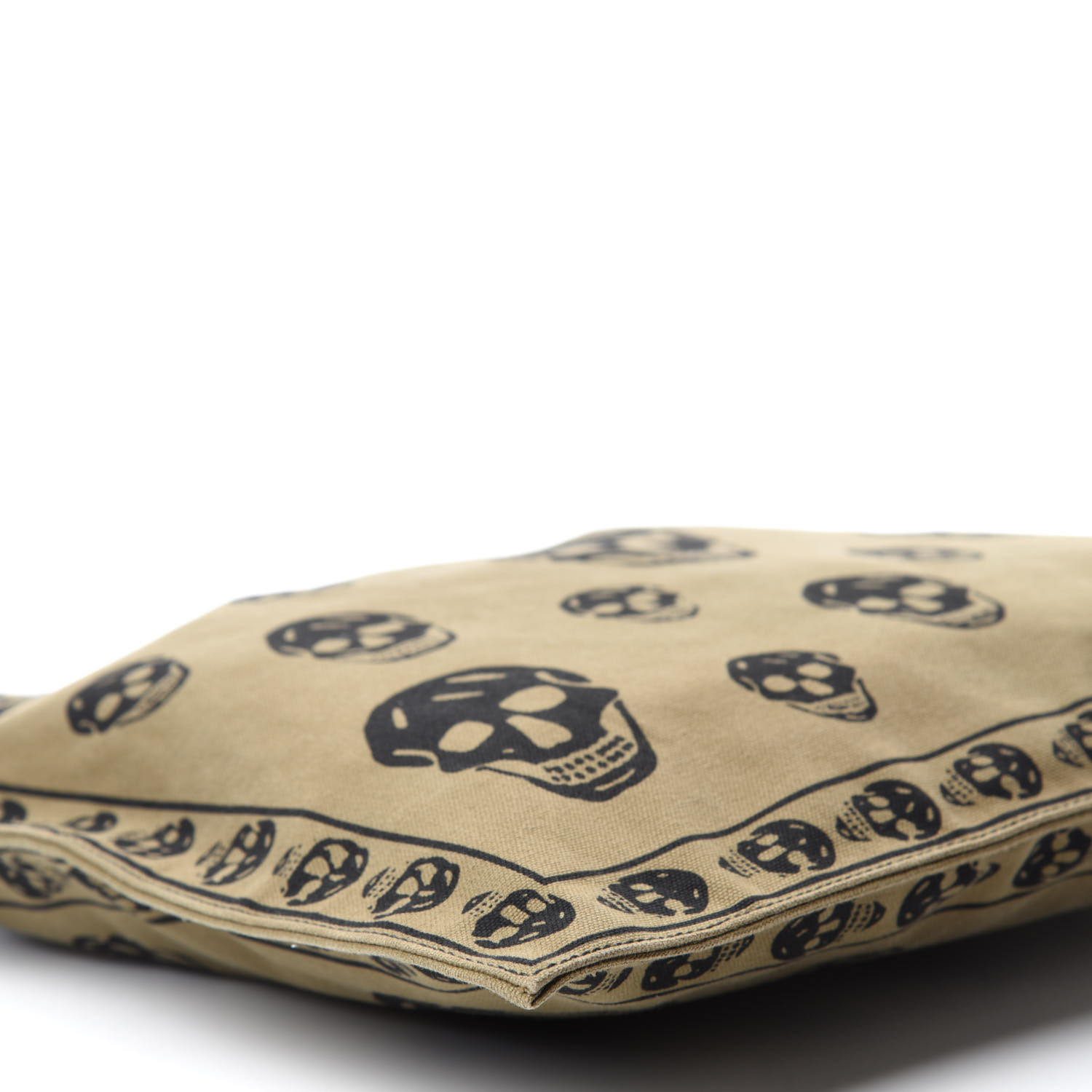 ALEXANDER MCQUEEN Canvas Skull Print Shopper Green Black