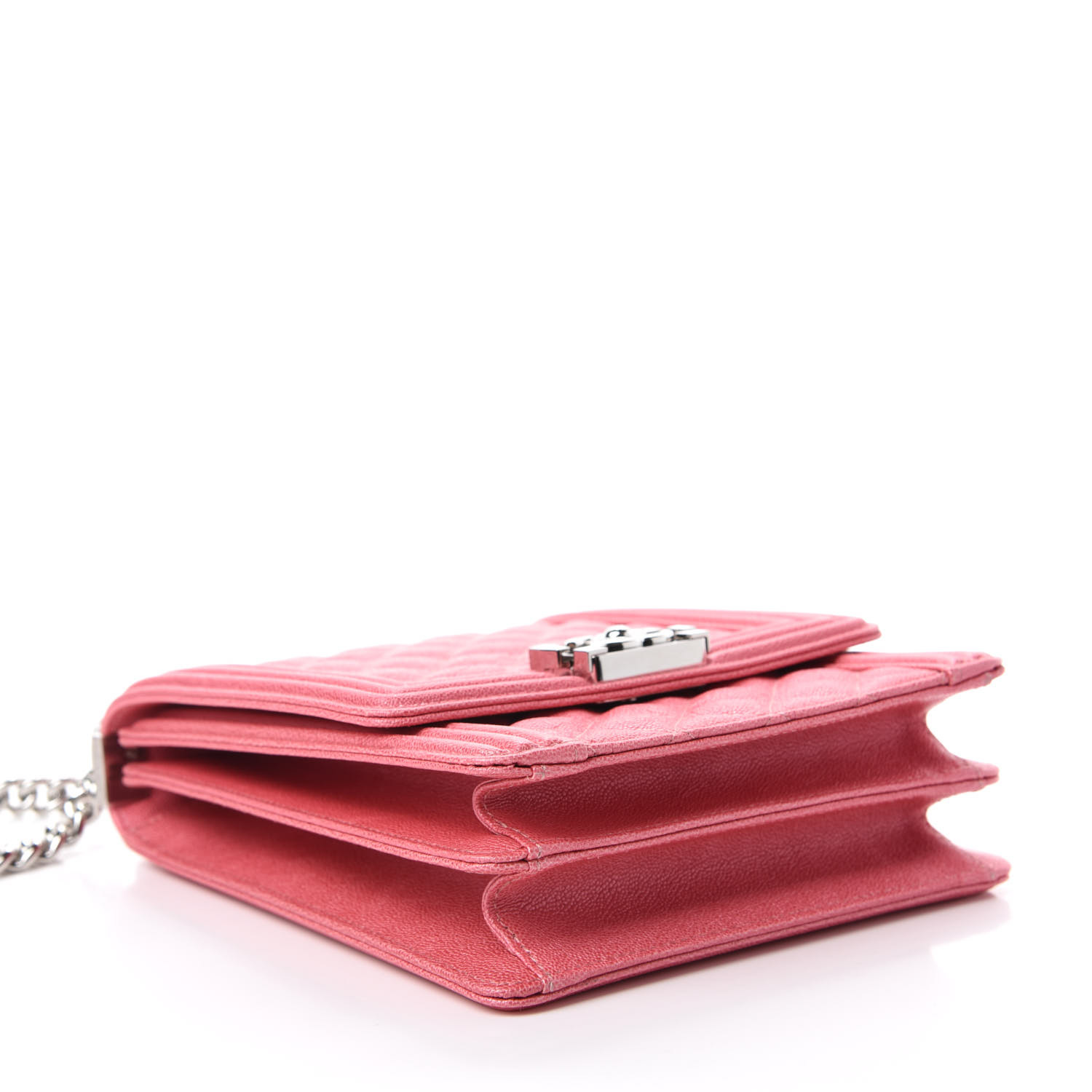 CHANEL ★ Chanel North South Boy Flap Pink Chanel Pink Chevron Calfskin Leather North/South Boy Bag