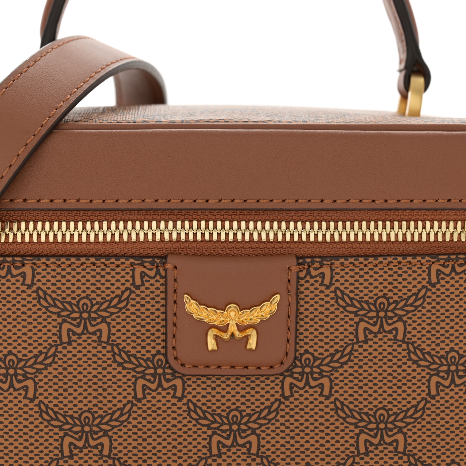 MCM Lauretos Nappa Monogram Small Himmel Vanity Case Cognac