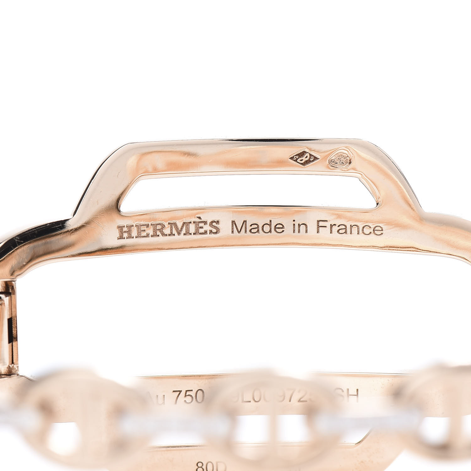 HERMES 18K Rose Gold Diamond PM Kelly Double Tour Bracelet