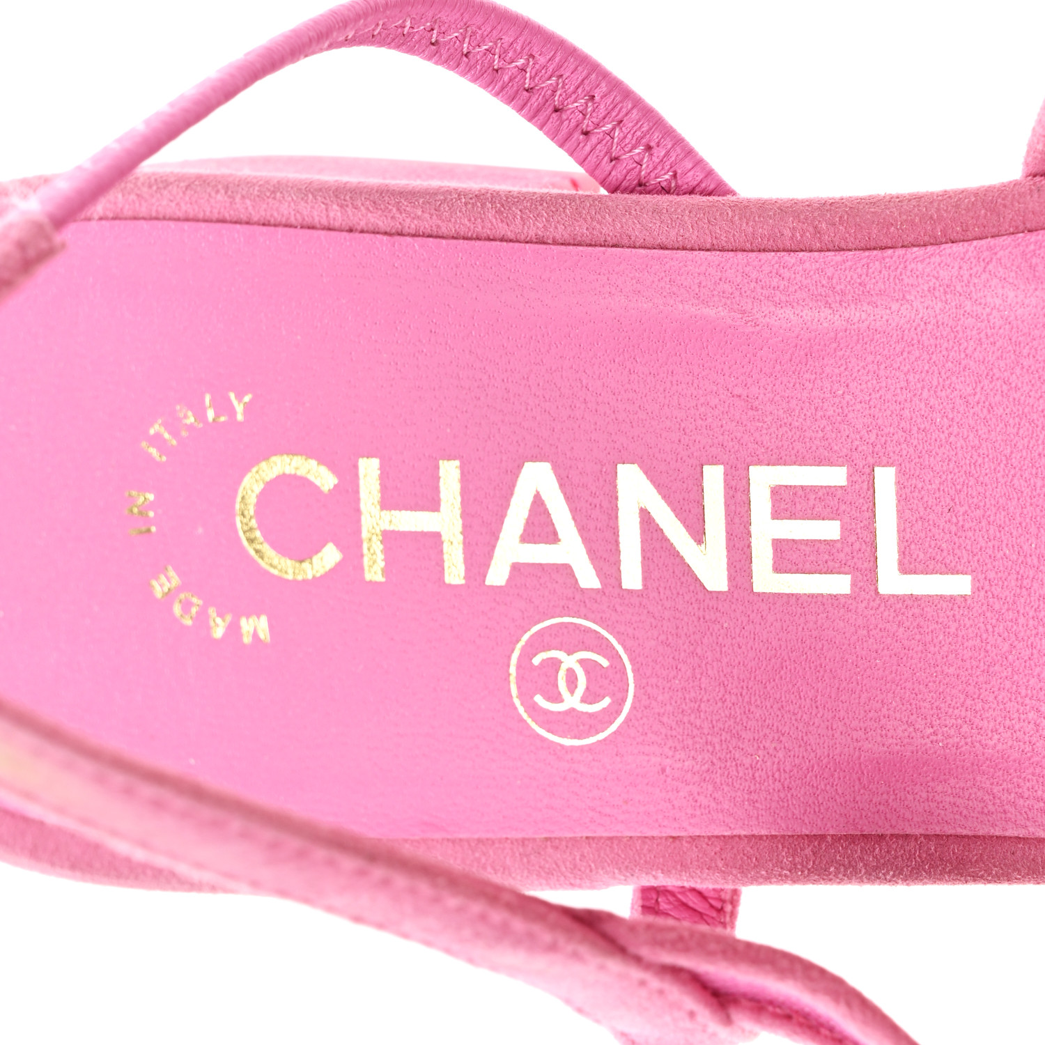 CHANEL Mesh Suede Kidskin Cap Toe CC Slingback Flat 36 Pink