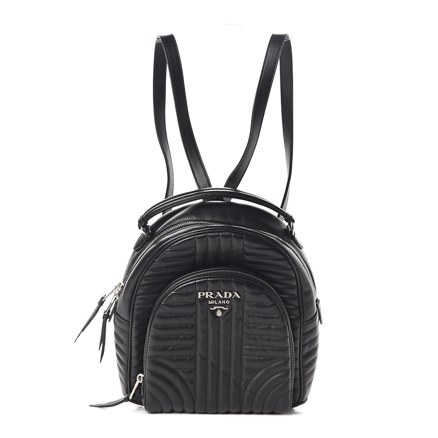 PRADA Soft Calfskin Diagramme Day Backpack Black 528949