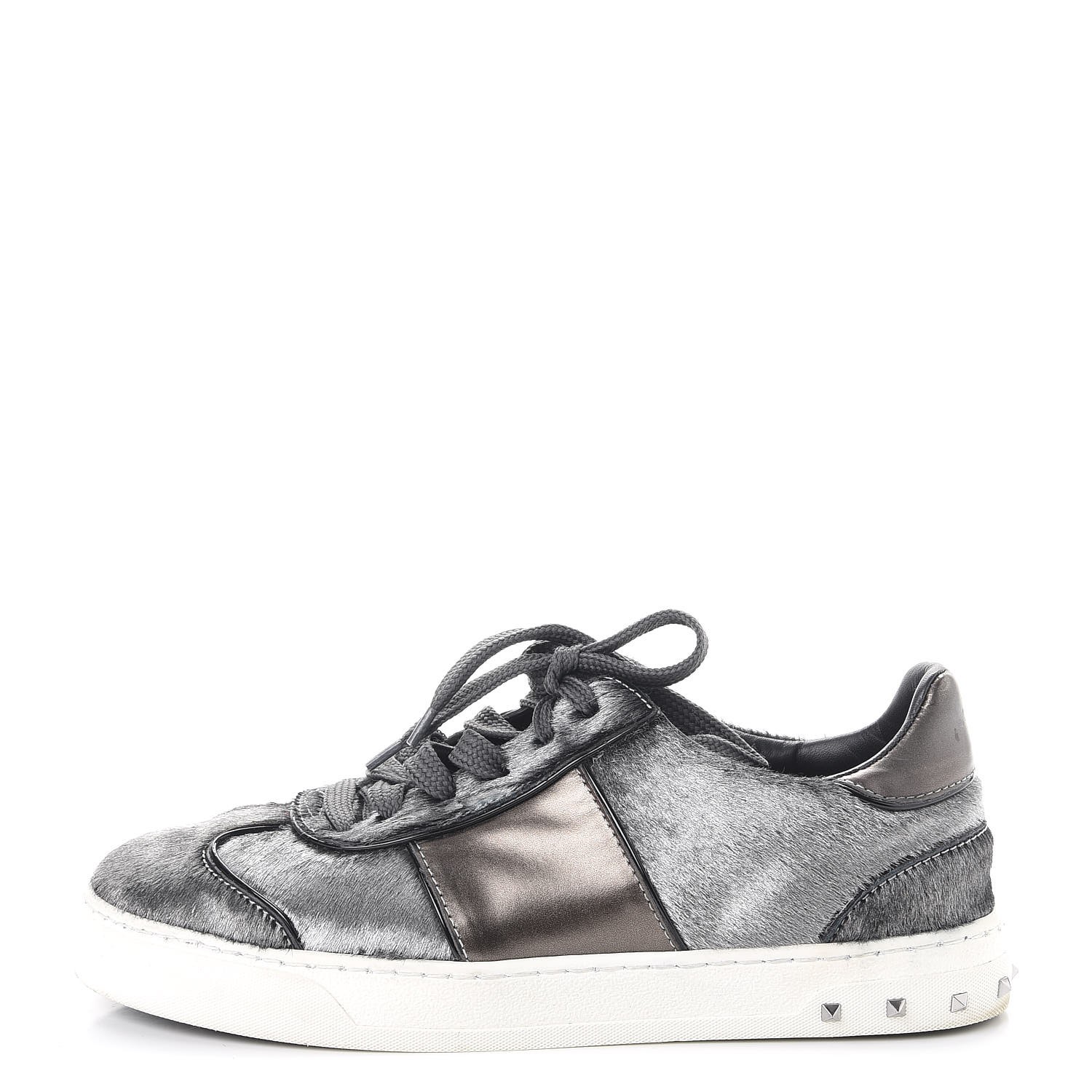 VALENTINO GARAVANI Metallic Calf Hair Rockstud Sneakers 36