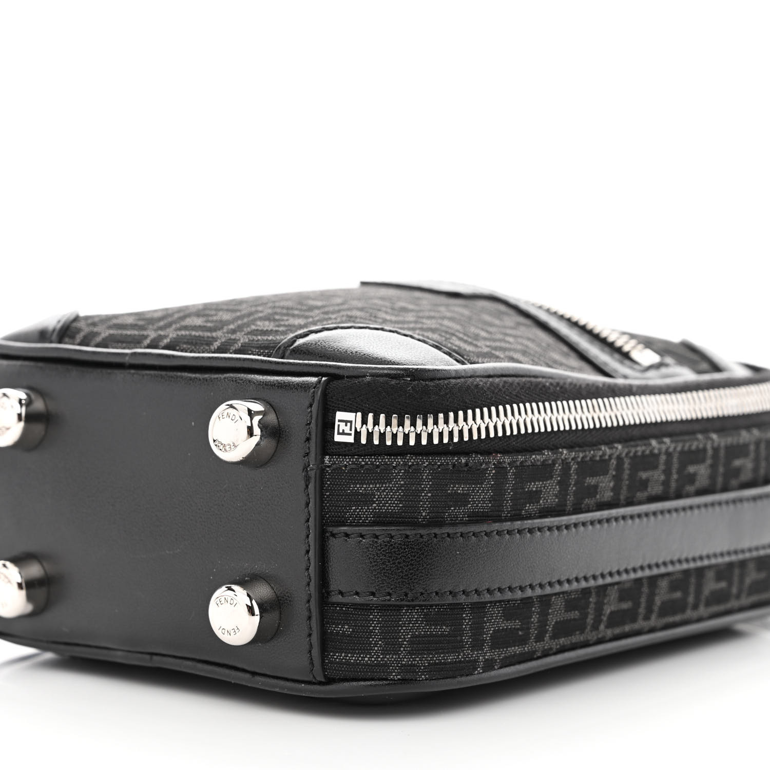 ☆FENDI☆ FF Jacquard Mini Suitcase 2wayバッグ ASFALTO/NERO Fendi Black/Grey Canvas/Leather FF Print Mini Suitcase Bag