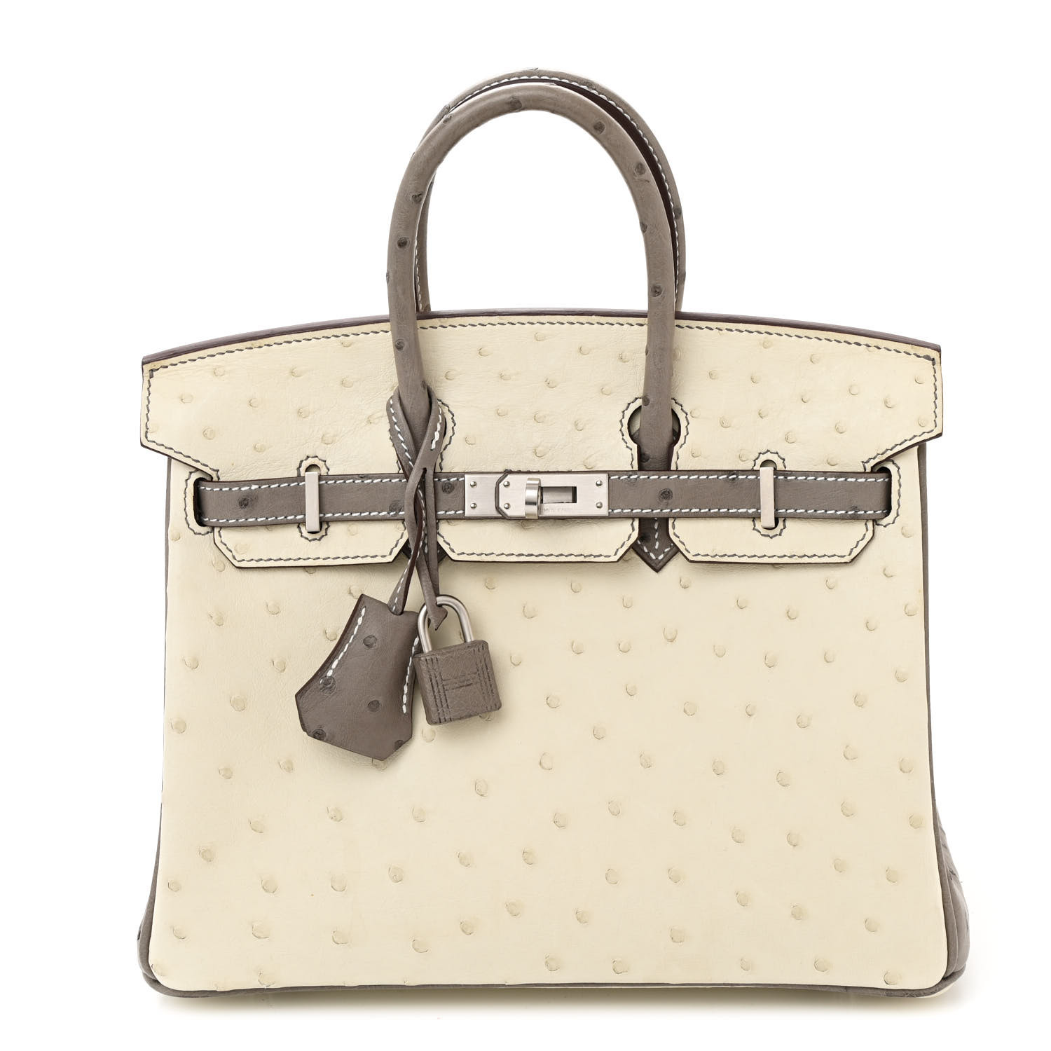 HERMES エルメス HERMES Ostrich Horseshoe Birkin 25 Beton Gris Asphalte